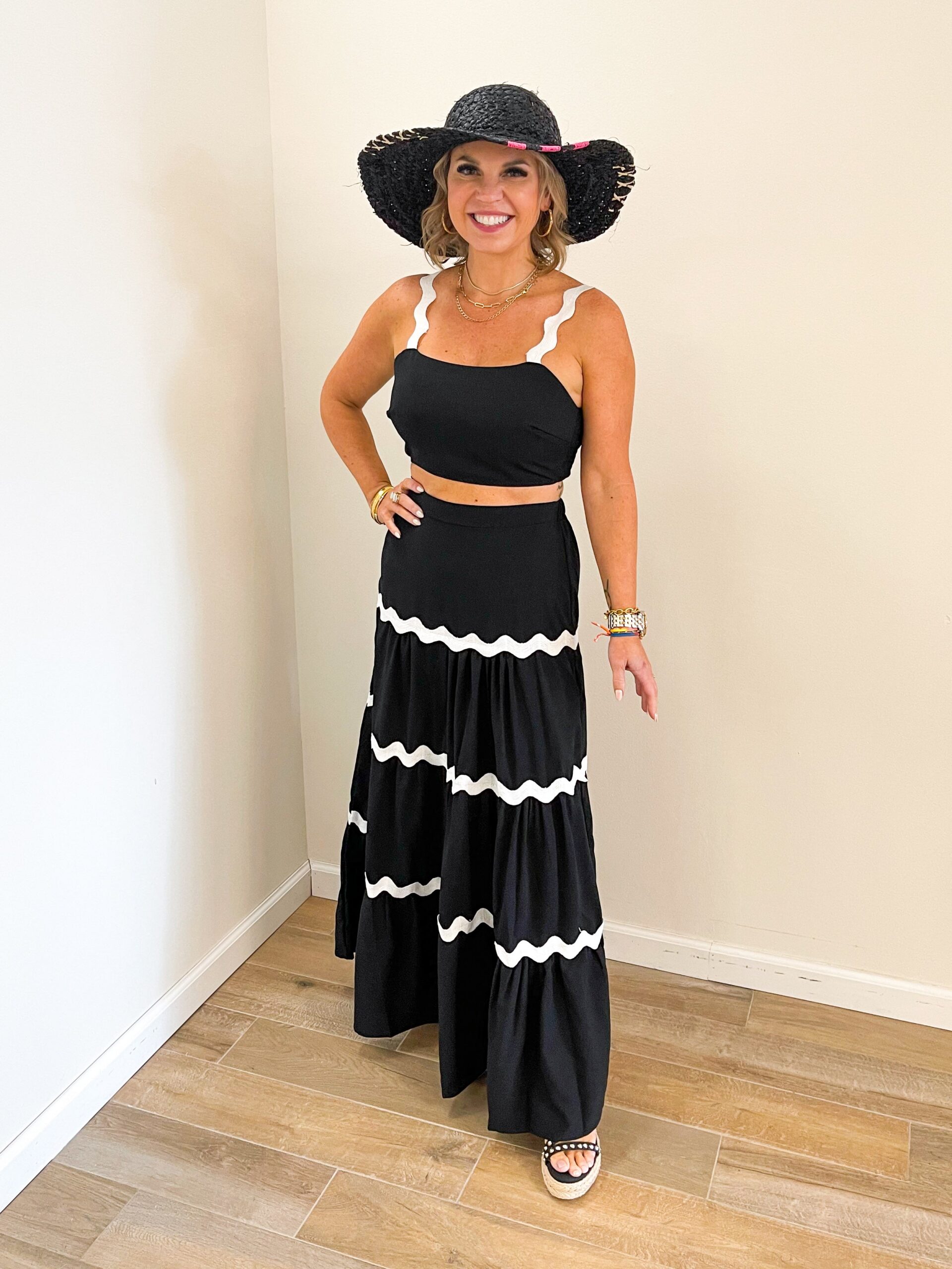 RIKKI RIC-RAC SKIRT SET - BLACK PARTY OUTFIT