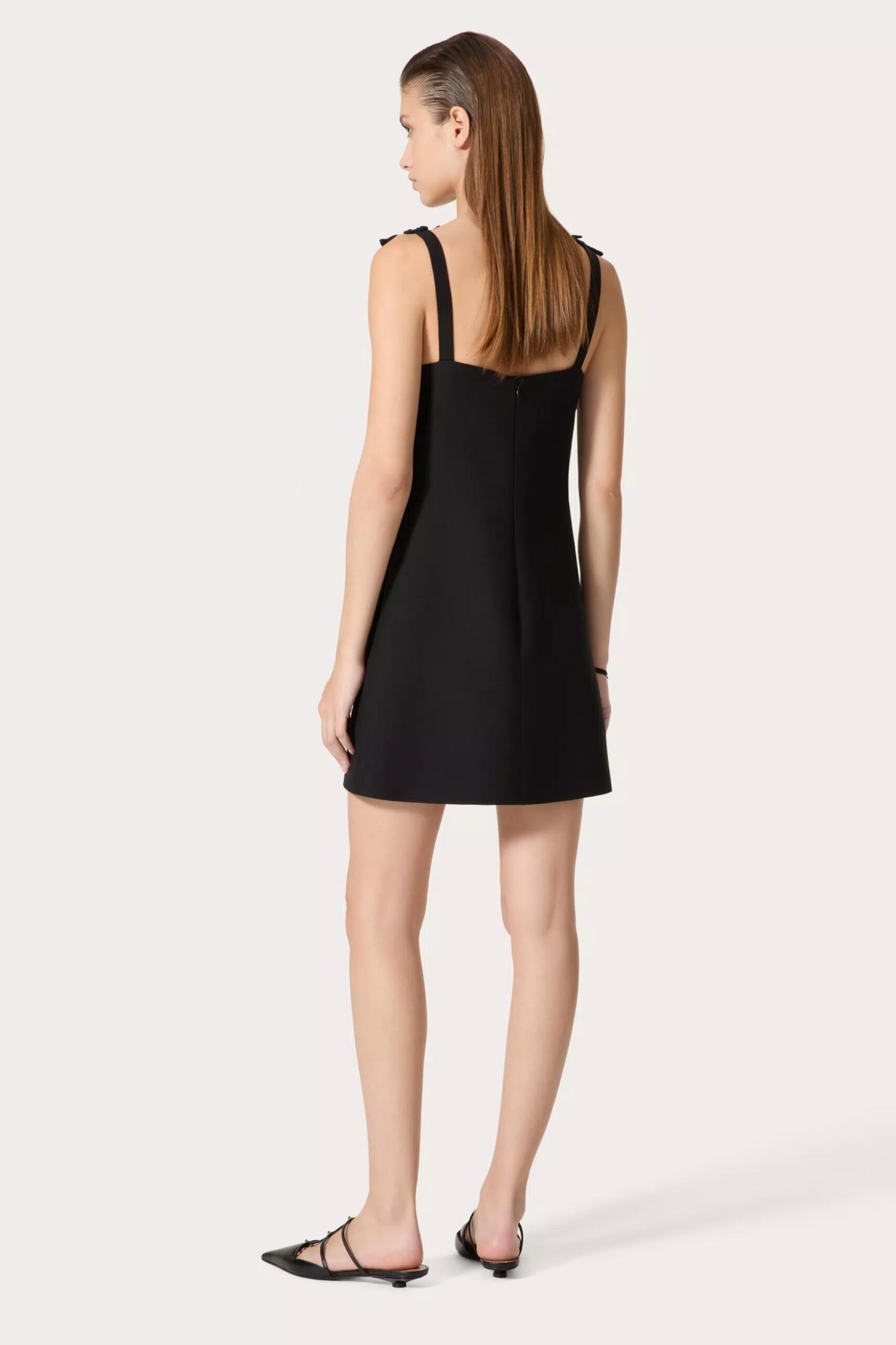 FLORAL V-NECK MINI DRESS BLACK WEDDING GUEST