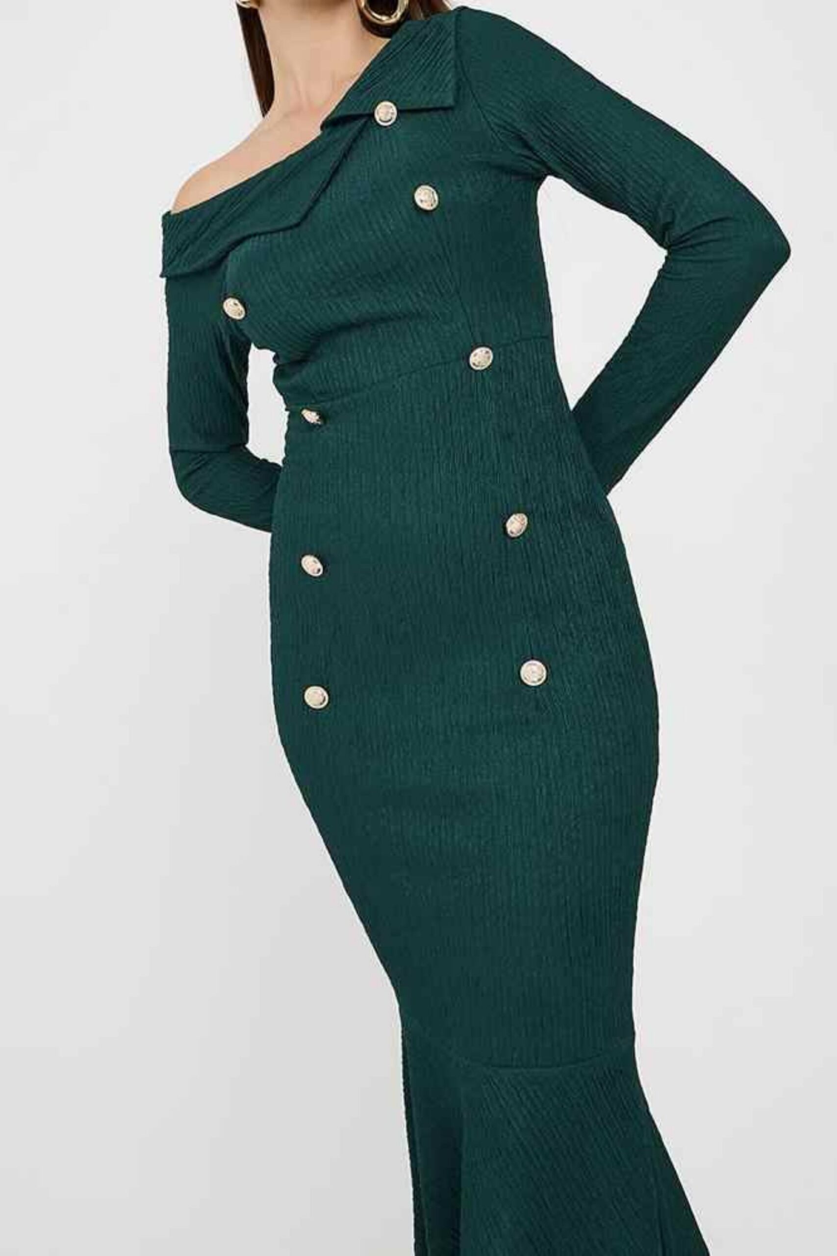MERMAID GREEN LONG SLEEVE MAXI DRESS