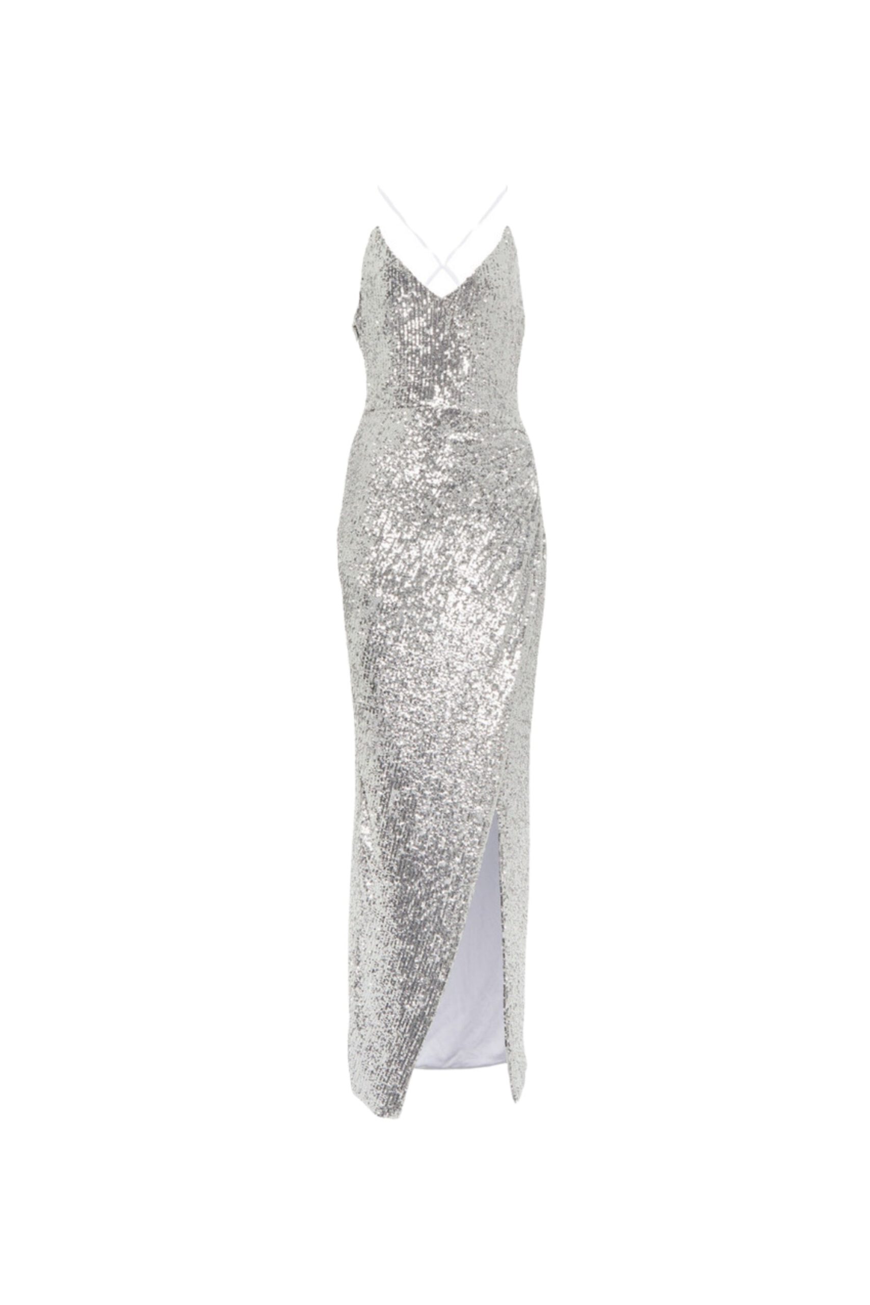 TAMMY SILVER SEQUIN MAXI DRESS FOR PARTY