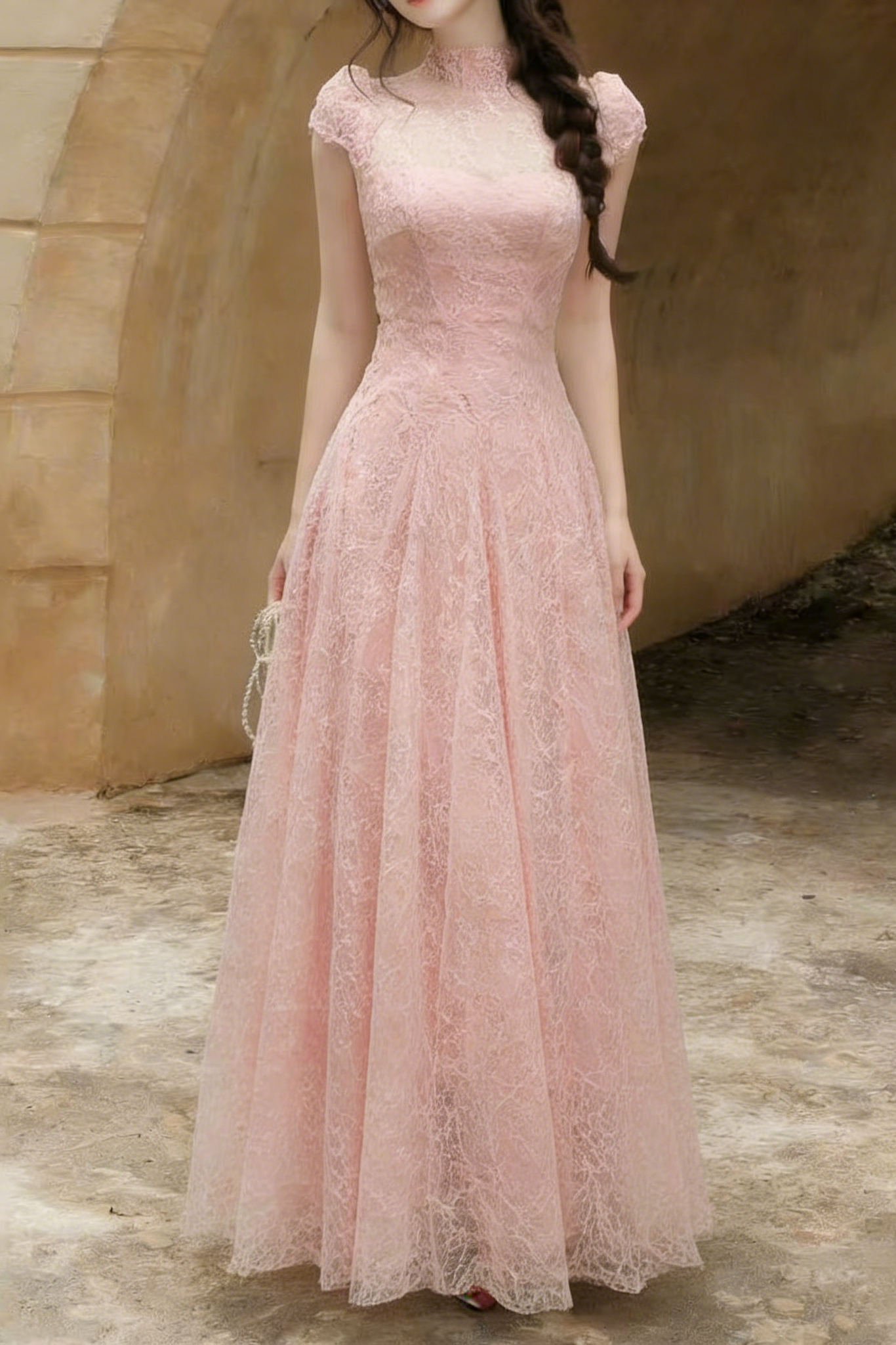 LACE SEQUIN A-LINE MIDI DRESS FOR PARTY