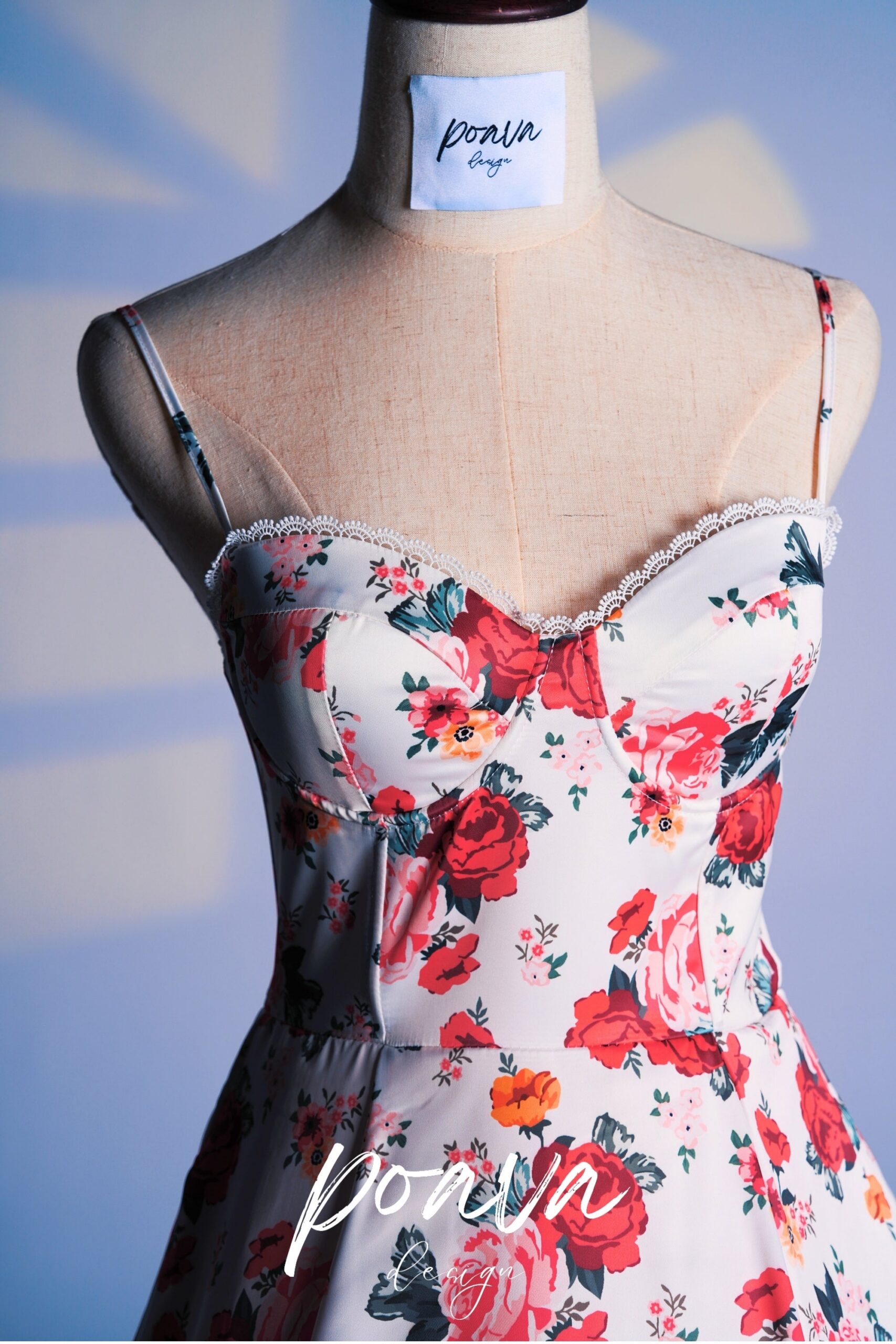 VINTAGE FLORAL BUSTIER TULLE DRESS FOR PARTY