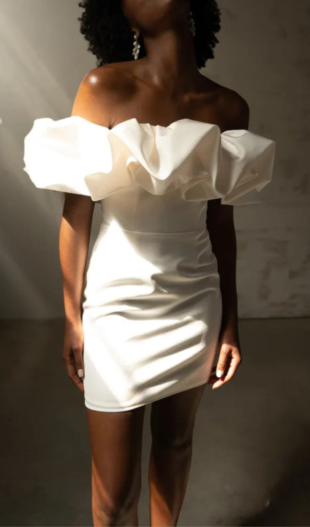 SATIN STRAPLESS RUFFLE DRESS FOR PARTY