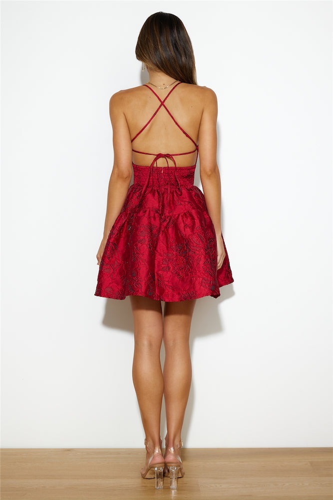 JACQUARD DOPAMINE SLIP MINI DRESS FOR PARTY