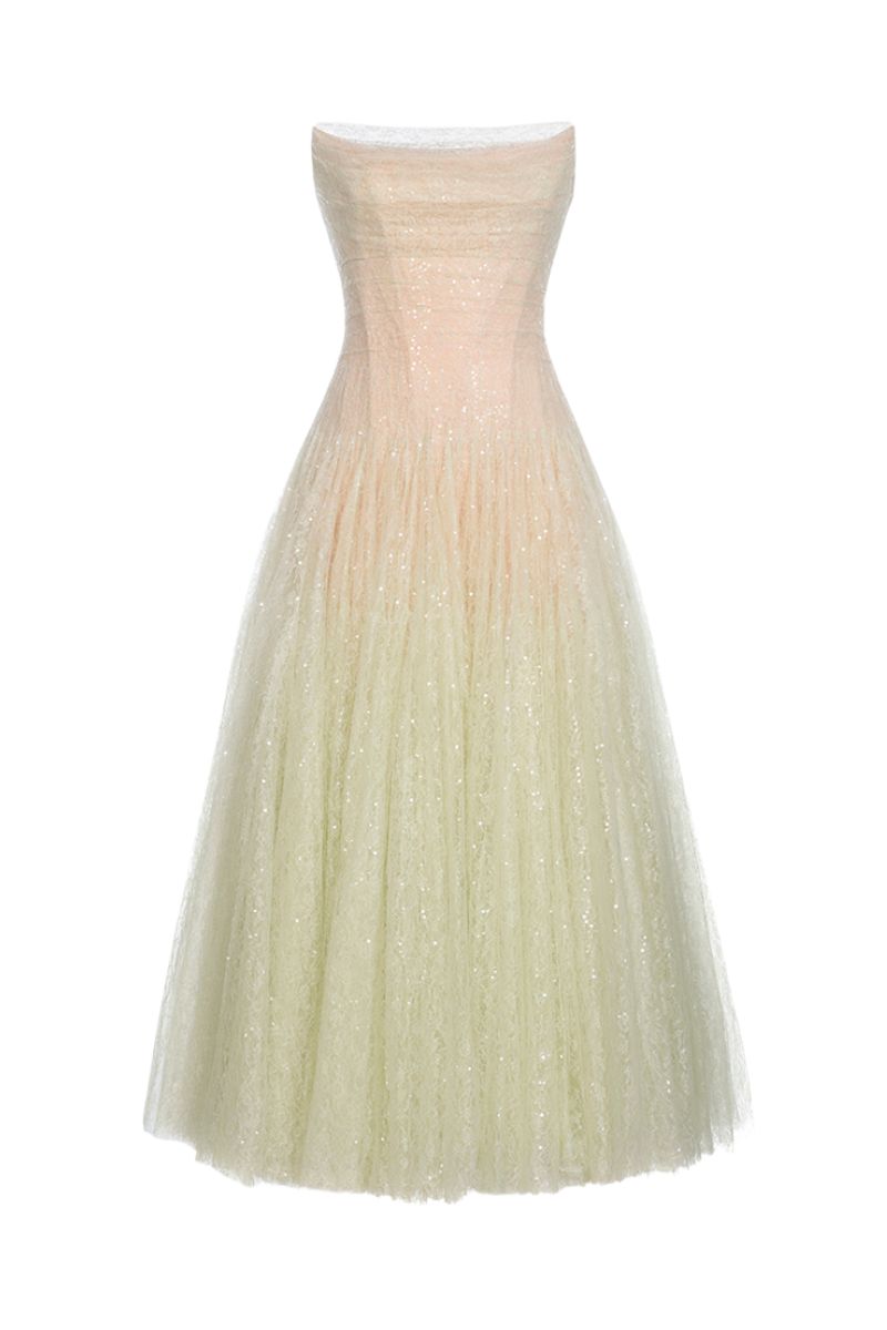 MINT DRAPED LACE MIDI DRESS FOR WEDDING