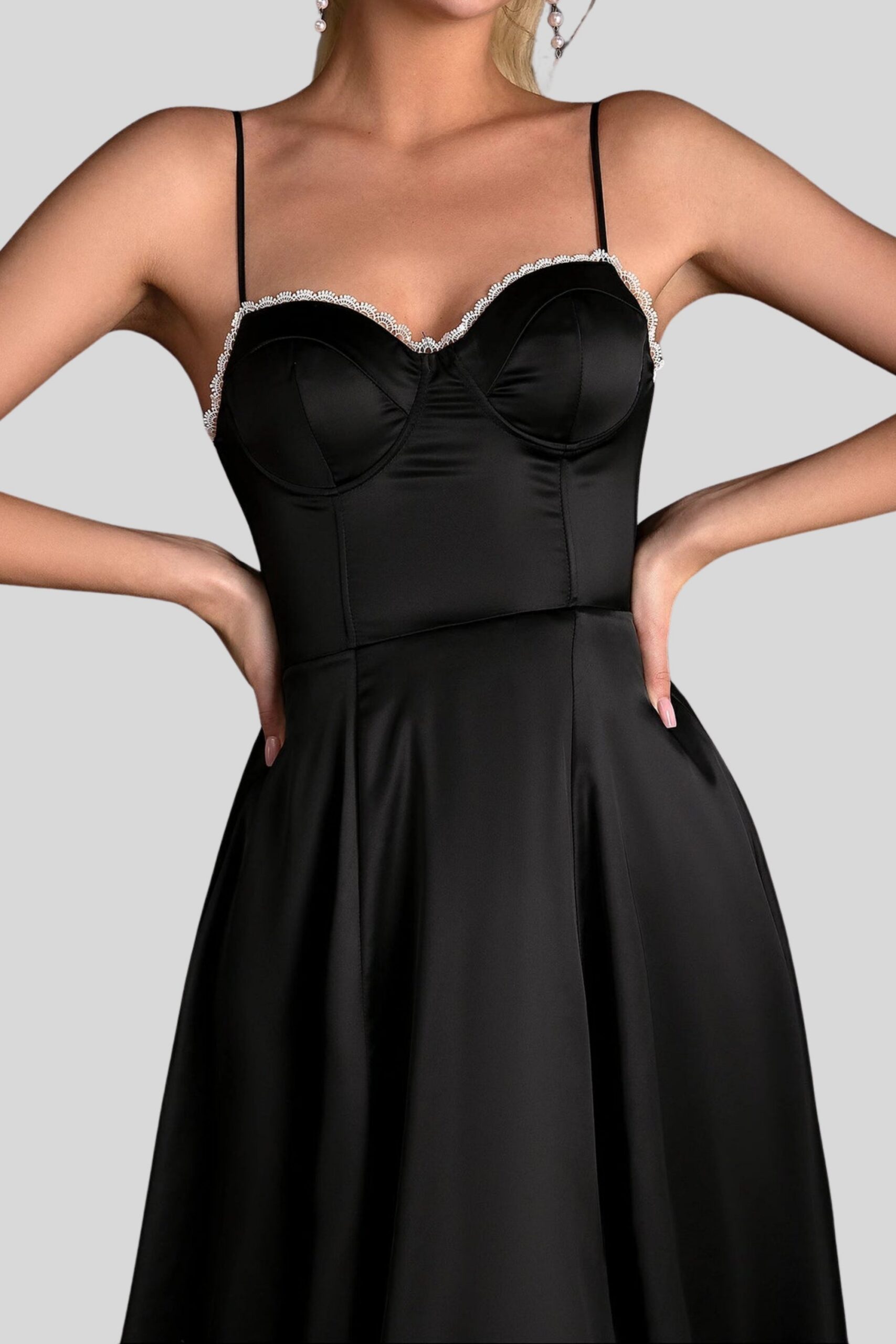 BLACK TULLE MIDI DRESS FOR EVENING PARTY