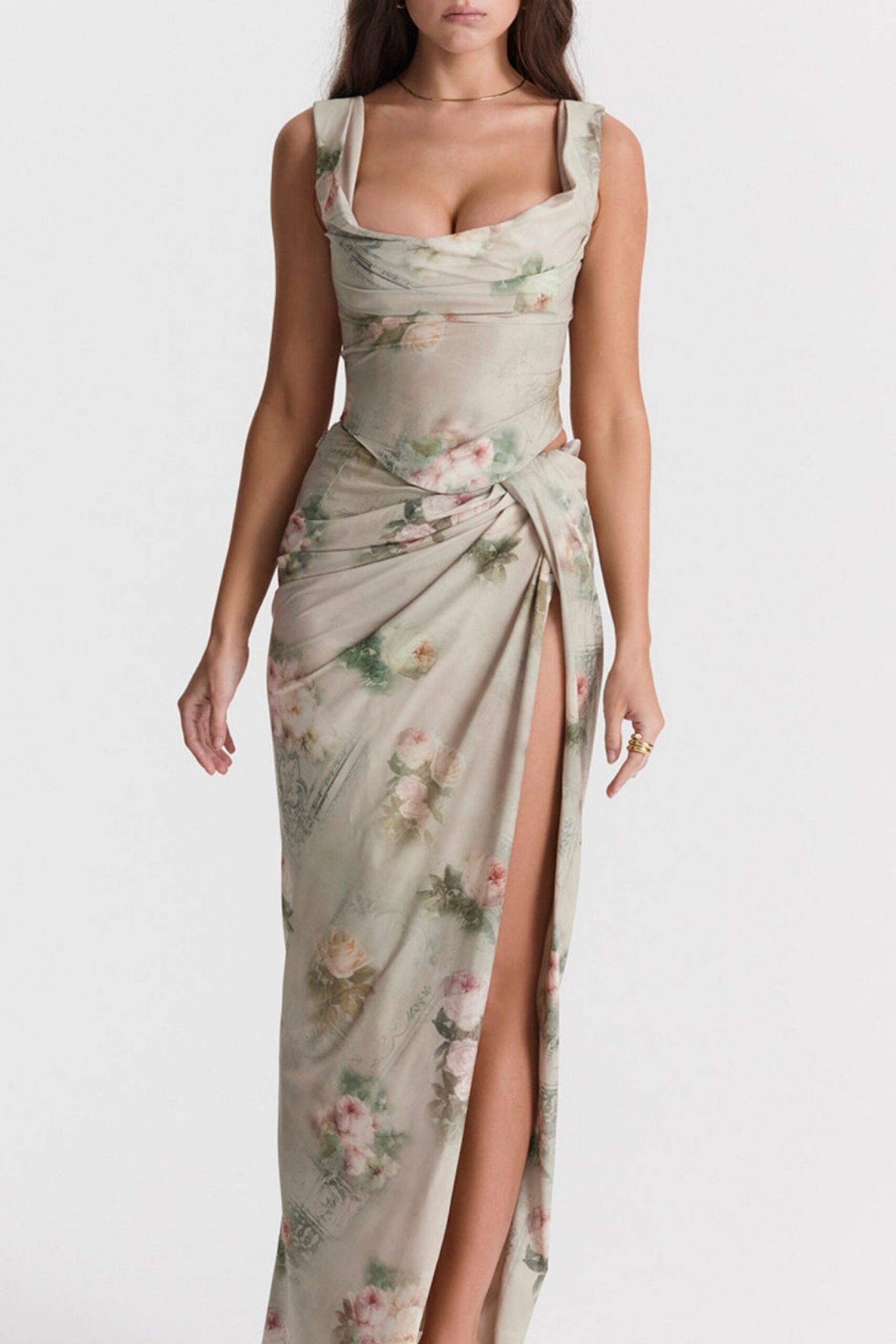 FLORAL MAXI TWO-PIECE SET, BOHO PARTY DRESS