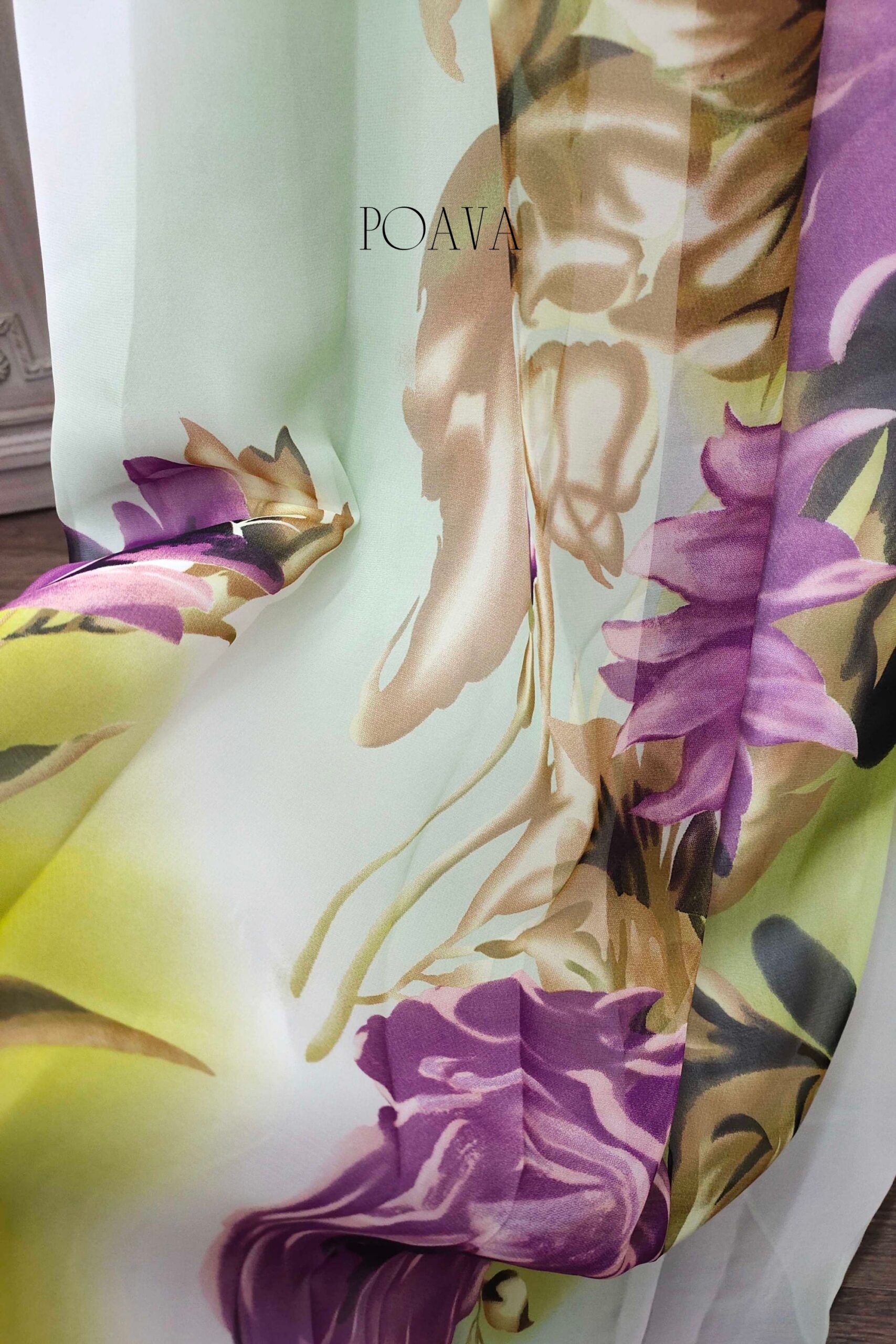 FLORAL CHIFFON MAXI DRESS, A-LINE FOR WEDDING GUEST