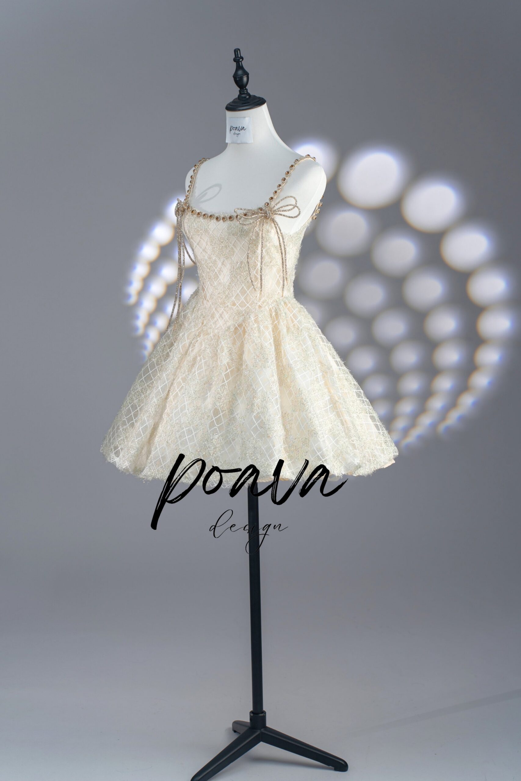 EMBELLISHED LIGHT YELLOW MINI DRESS FOR PARTY