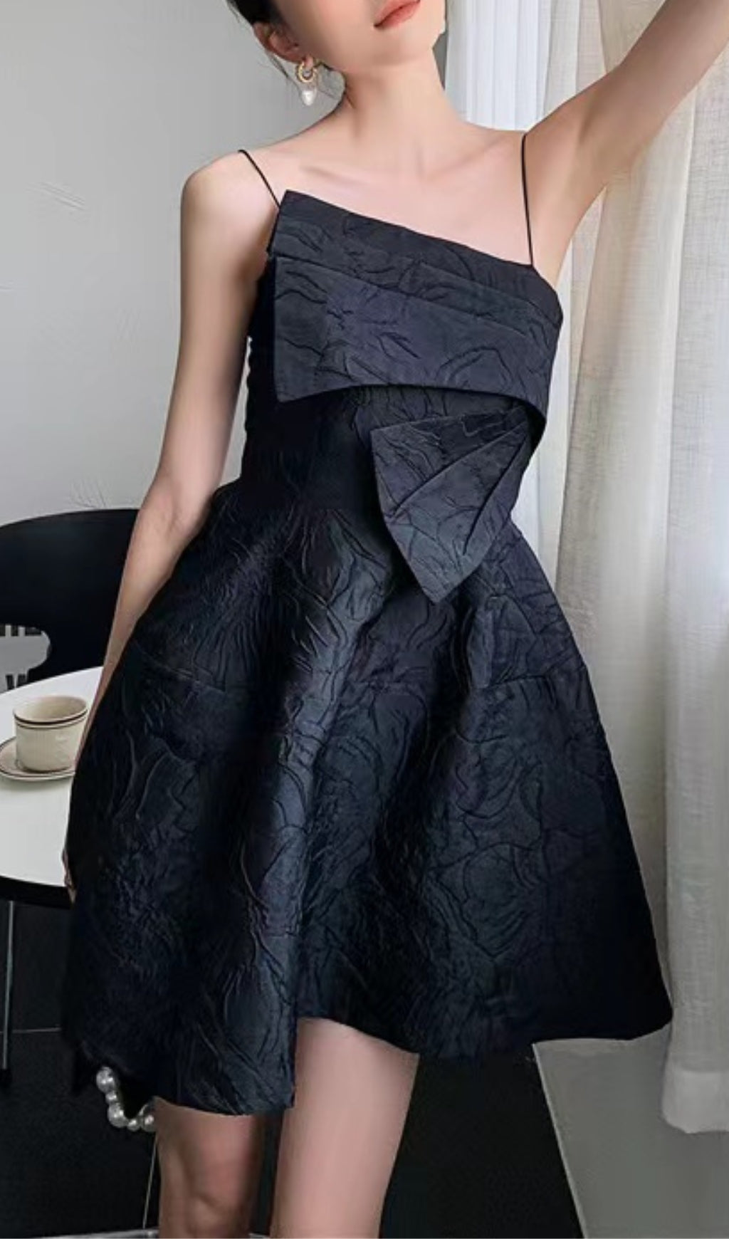STRAPY HEM BLACK MINI DRESS FOR PARTY