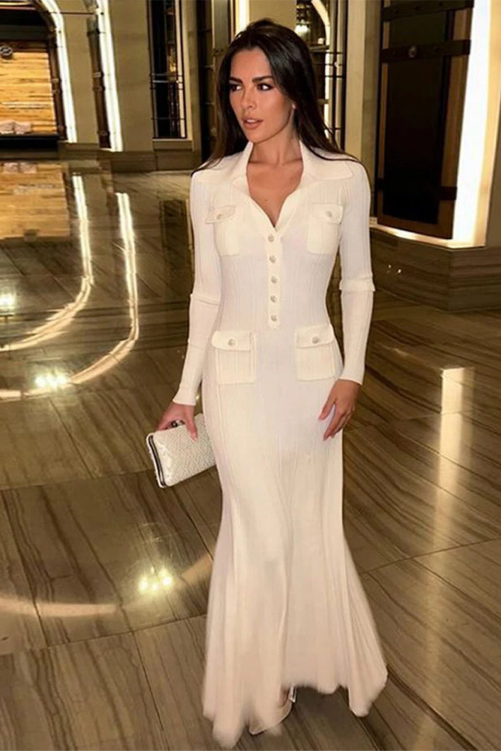 CLASSIC JERSEY BUTTON MIDI DRESS