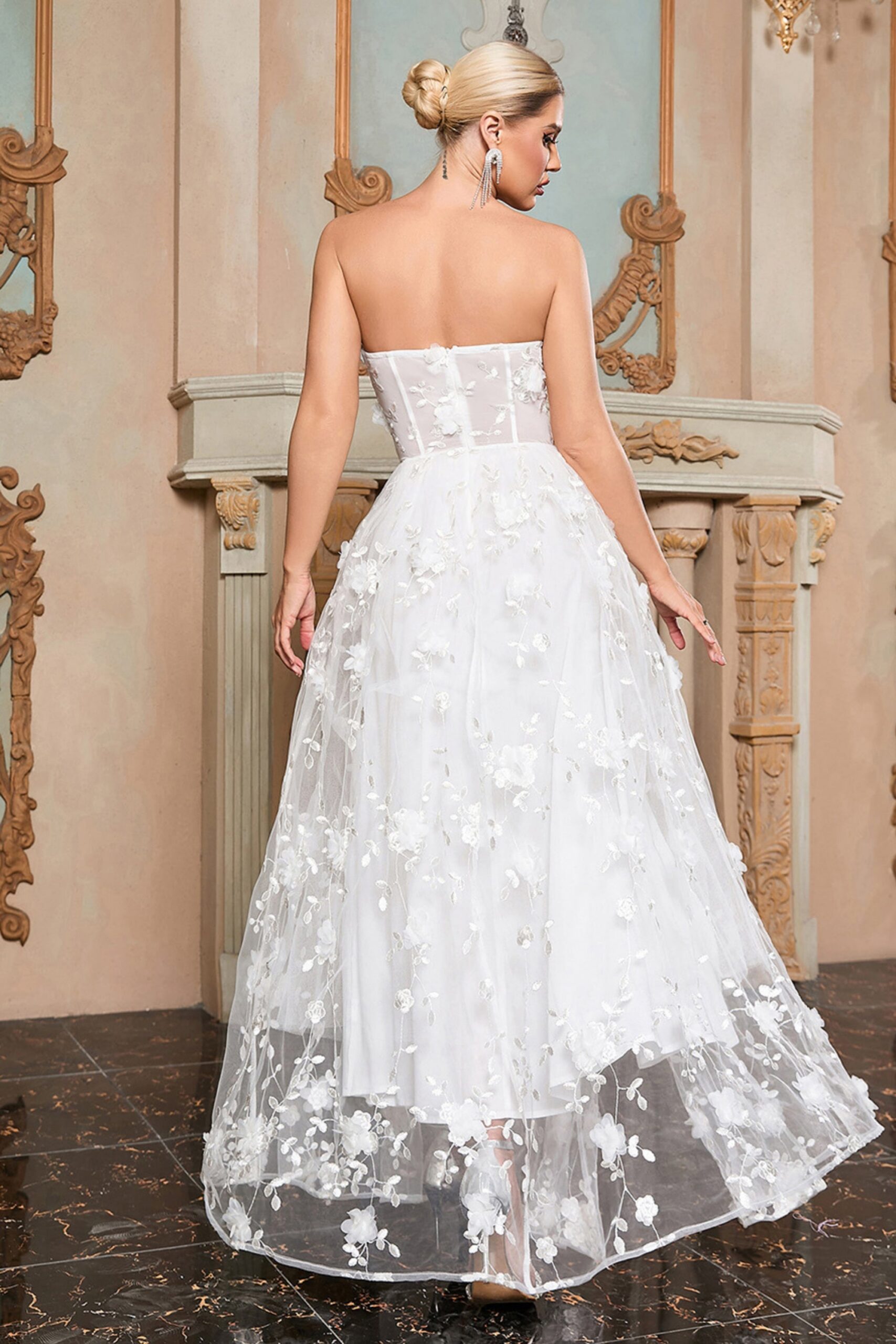 WHITE LACE OFF SHOULDER MAXI DRESS FOR WEDDING