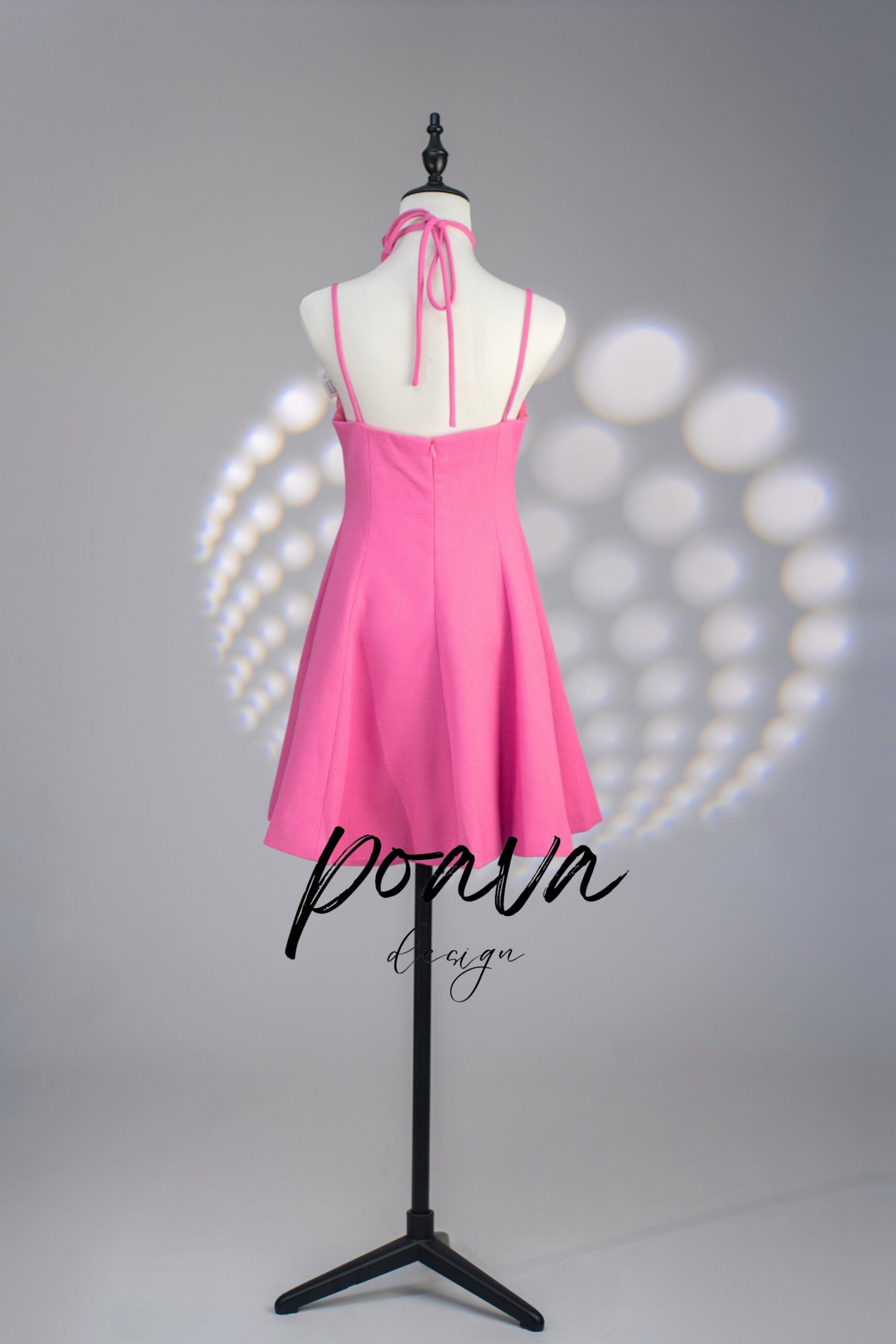 HOT PINK STRAP ROSE MINI DRESS FOR PARTY