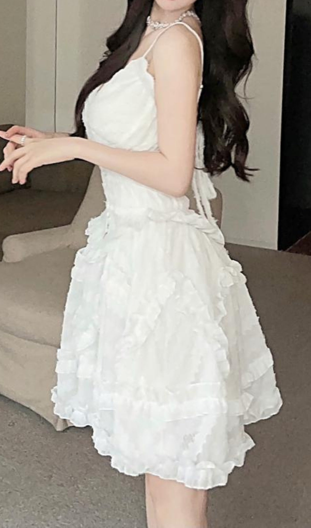SEXY WHITE BACKLESS STRAP MINI DRESS FOR PARTY