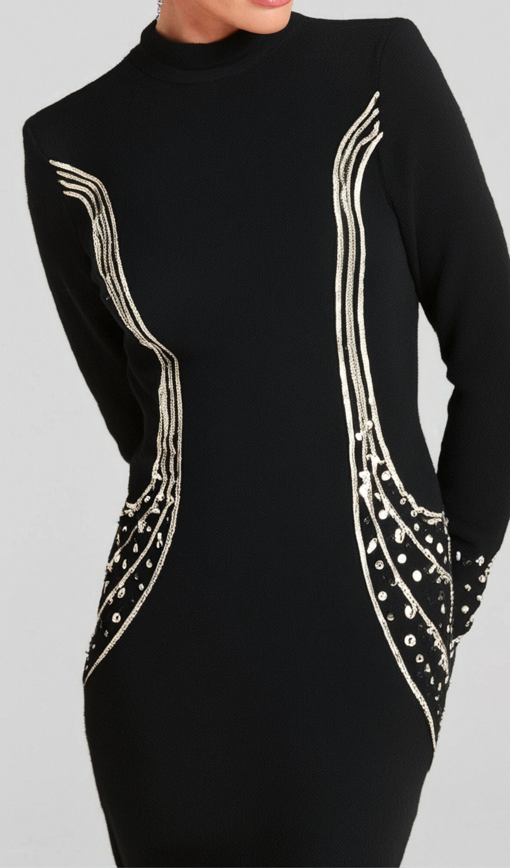 ASHLEY CRYSTAL BODYCON MAXI DRESS BLACK