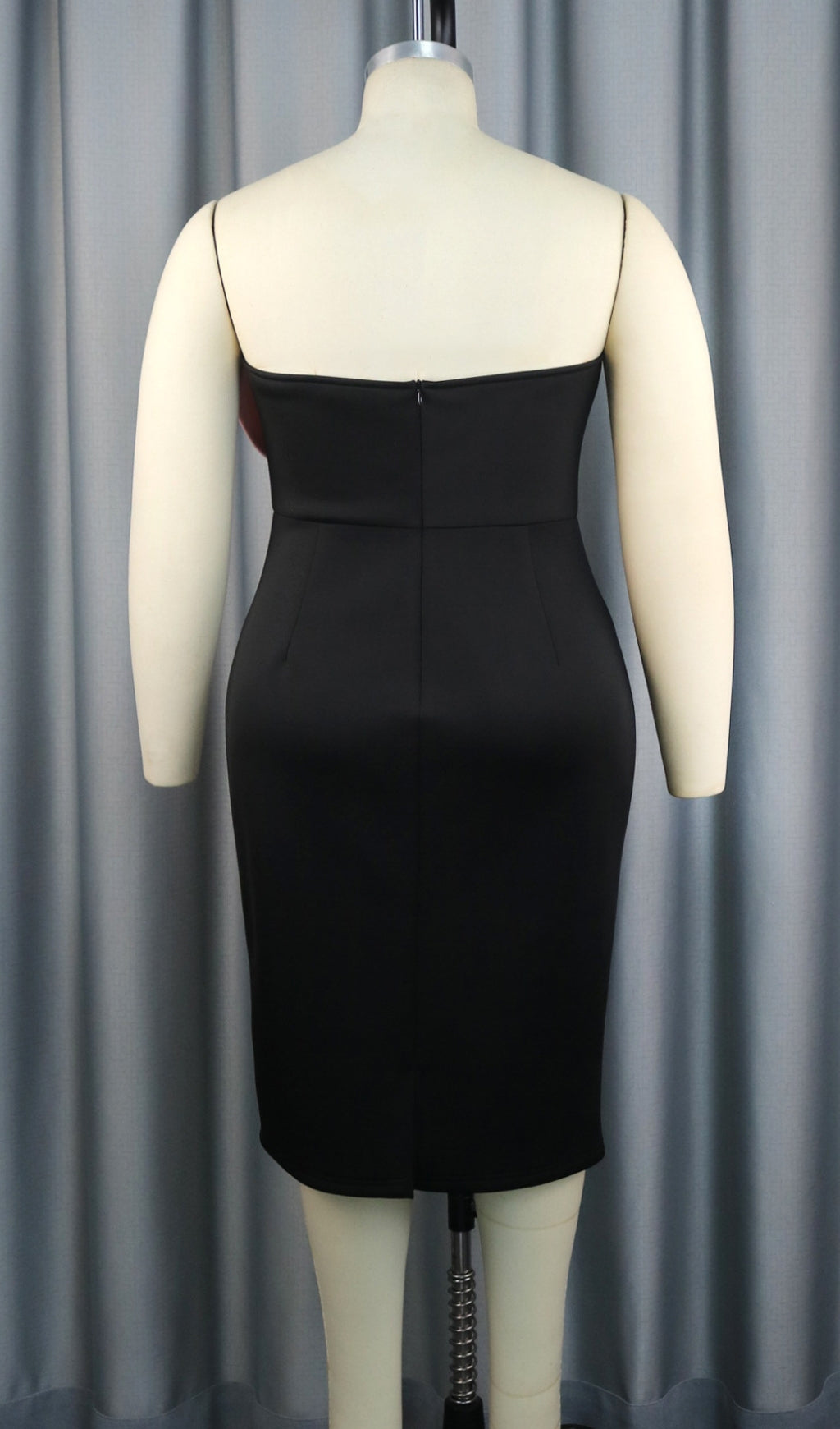 3D BIG BOW STRAPLESS MIDI BLACK DRESS