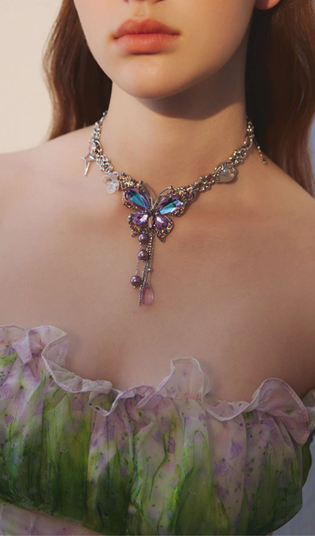 TEARDROP TASSEL BUTTERFLY PARTY NECKLACE