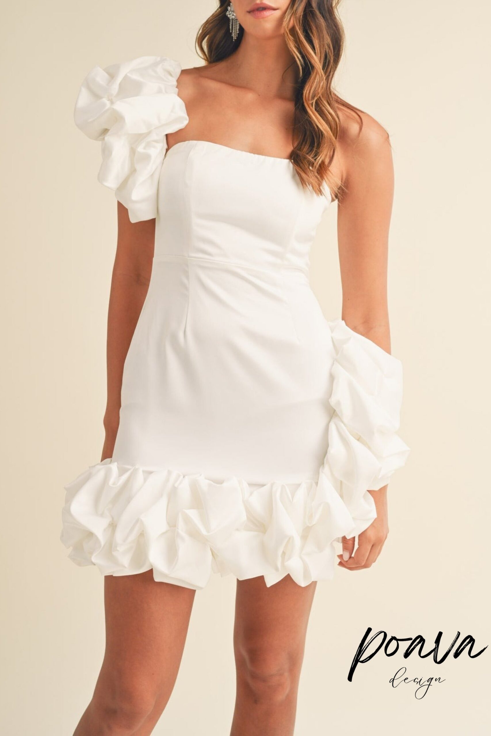 BRIA ONE SHOULDER MINI DRESS WHITE