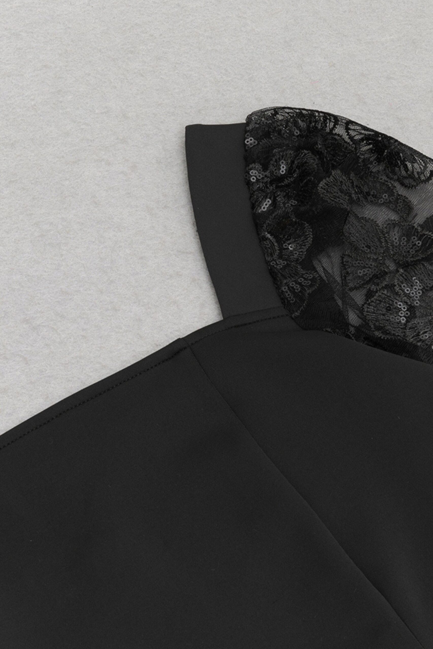 BLACK LACE BANDAGE BODYCON DRESS LONG SLEEVE