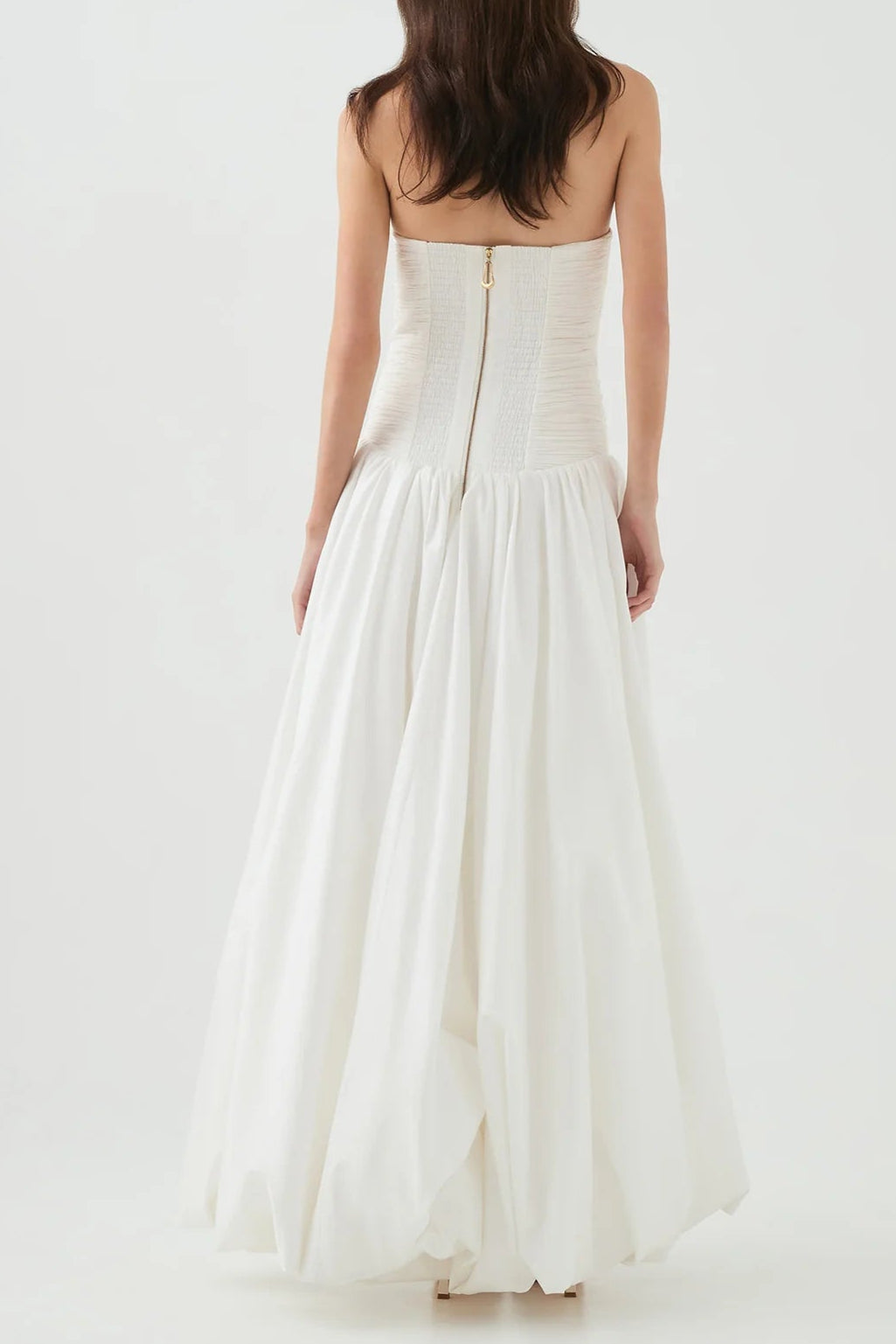 NANCY BUBBLE HEM IVORY MAXI DRESS