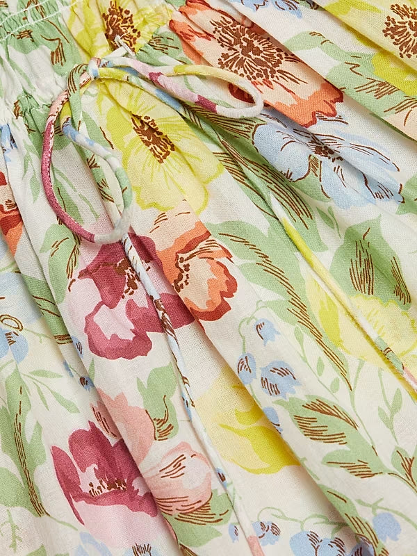 TOBEY ISCHIA FLORAL SMOCKED MIDI DRESS