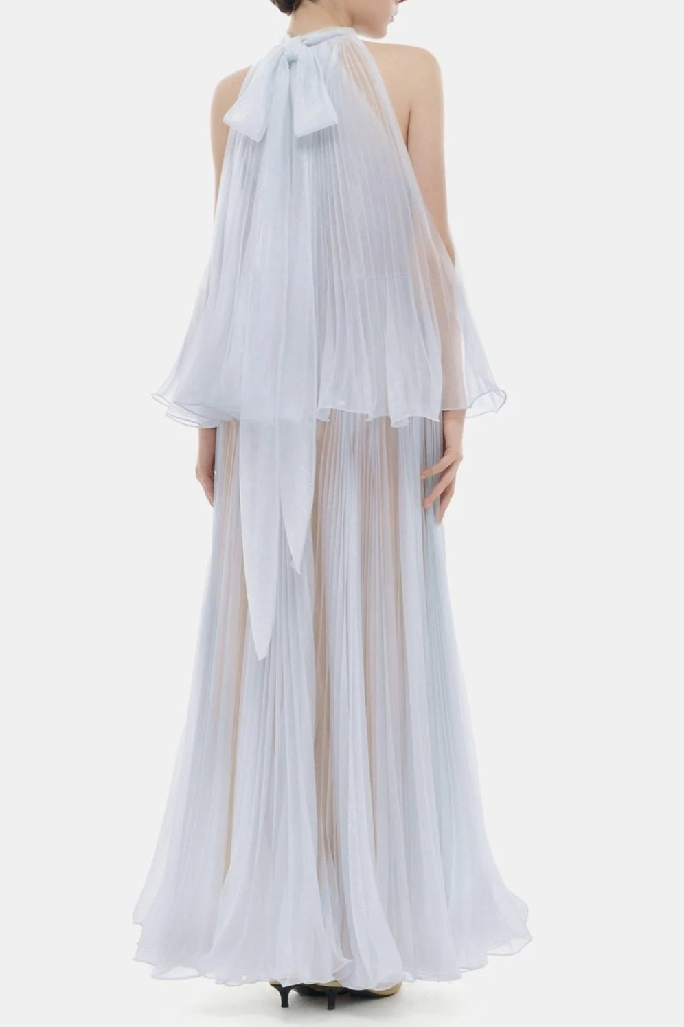 BELINDA VIOLET PLEATED TULLE SLEEVELESS MAXI DRESS