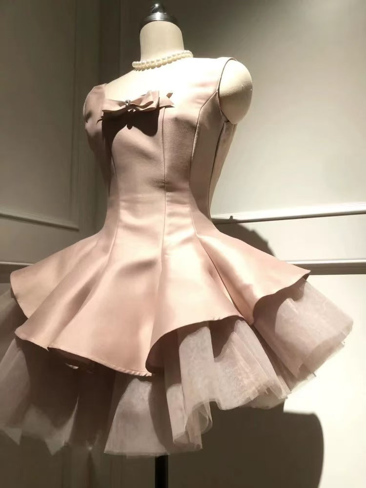 FLUFFY MINI DRESS PINK, PARTY COCKTAIL SILHOUETTE