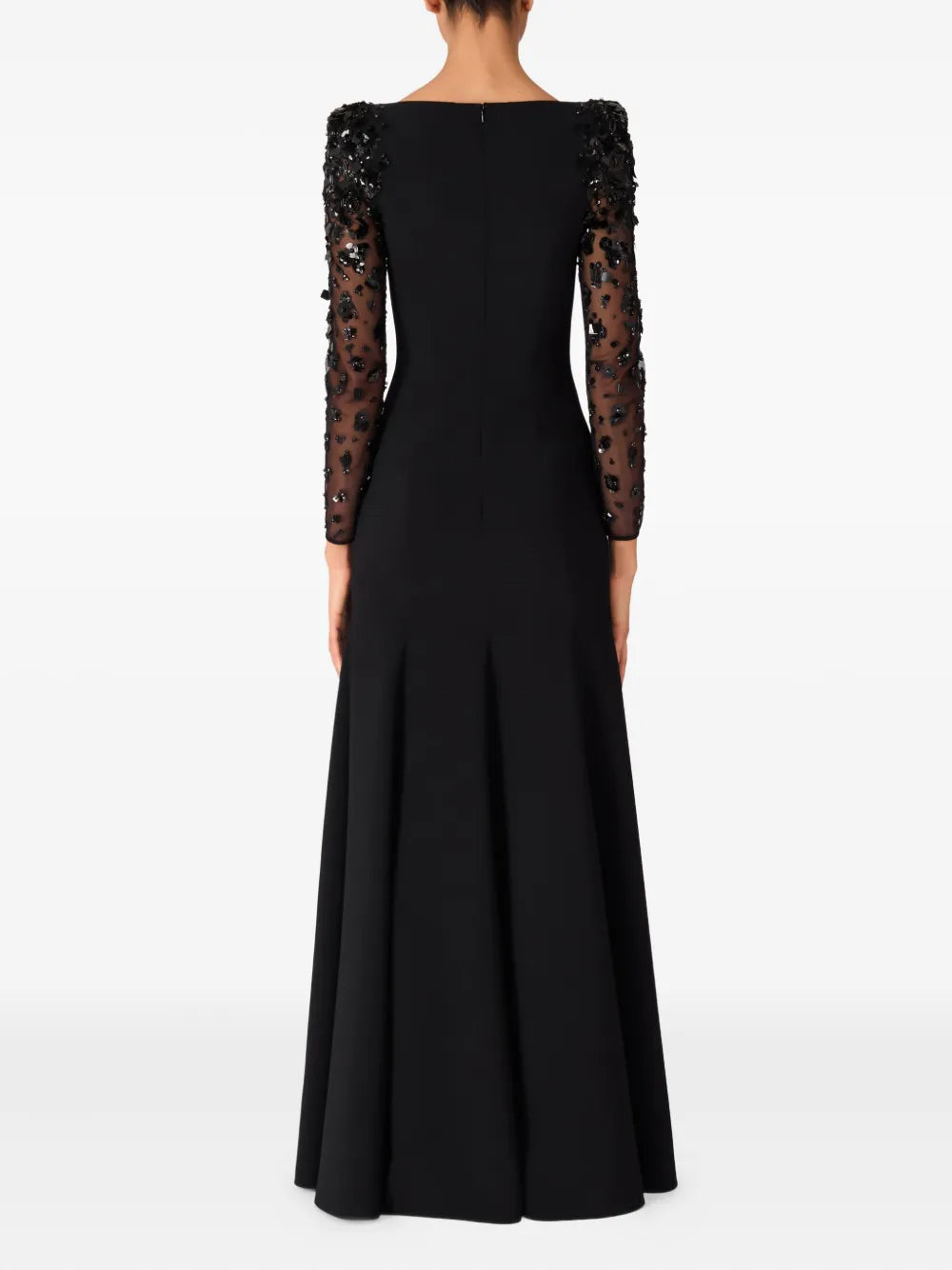 MARTHA MESH SPLICING BEADED MAXI DRESS, BLACK