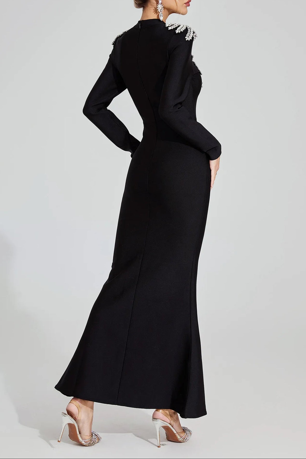 KAREN BLACK DIAMOND BANDAGE MAXI DRESS