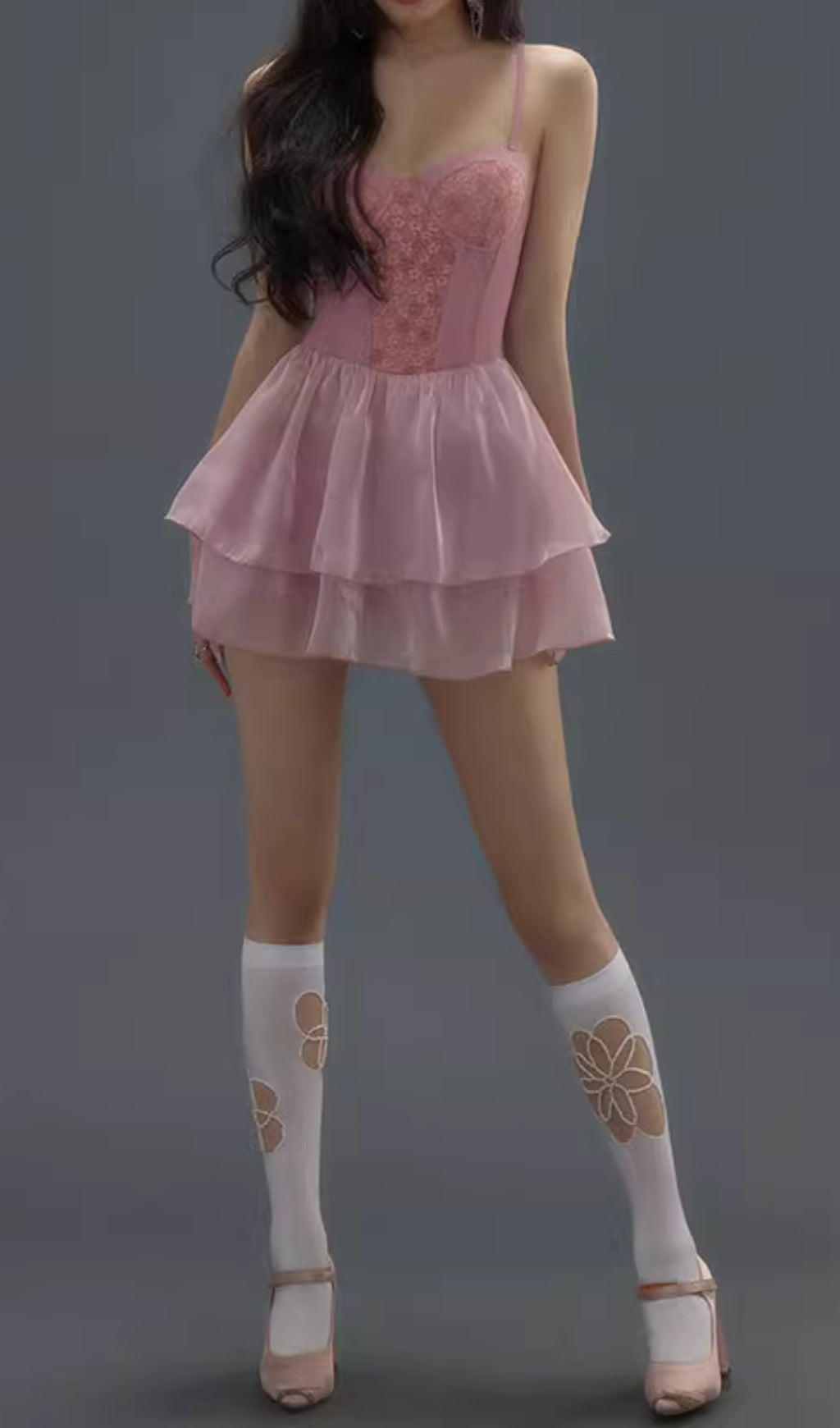 DANIKA PINK FLORAL RUFFLE BEACH SWIMDRESS