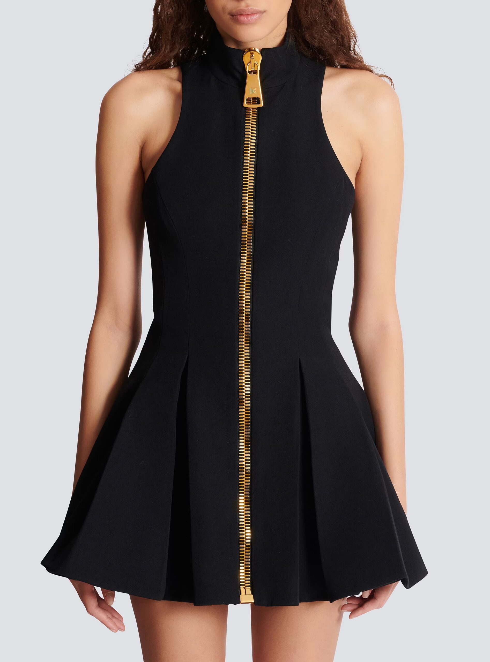 CAROL BLACK HALTER DRESS - GRAIN DE POUDRE WOOL COCKTAIL