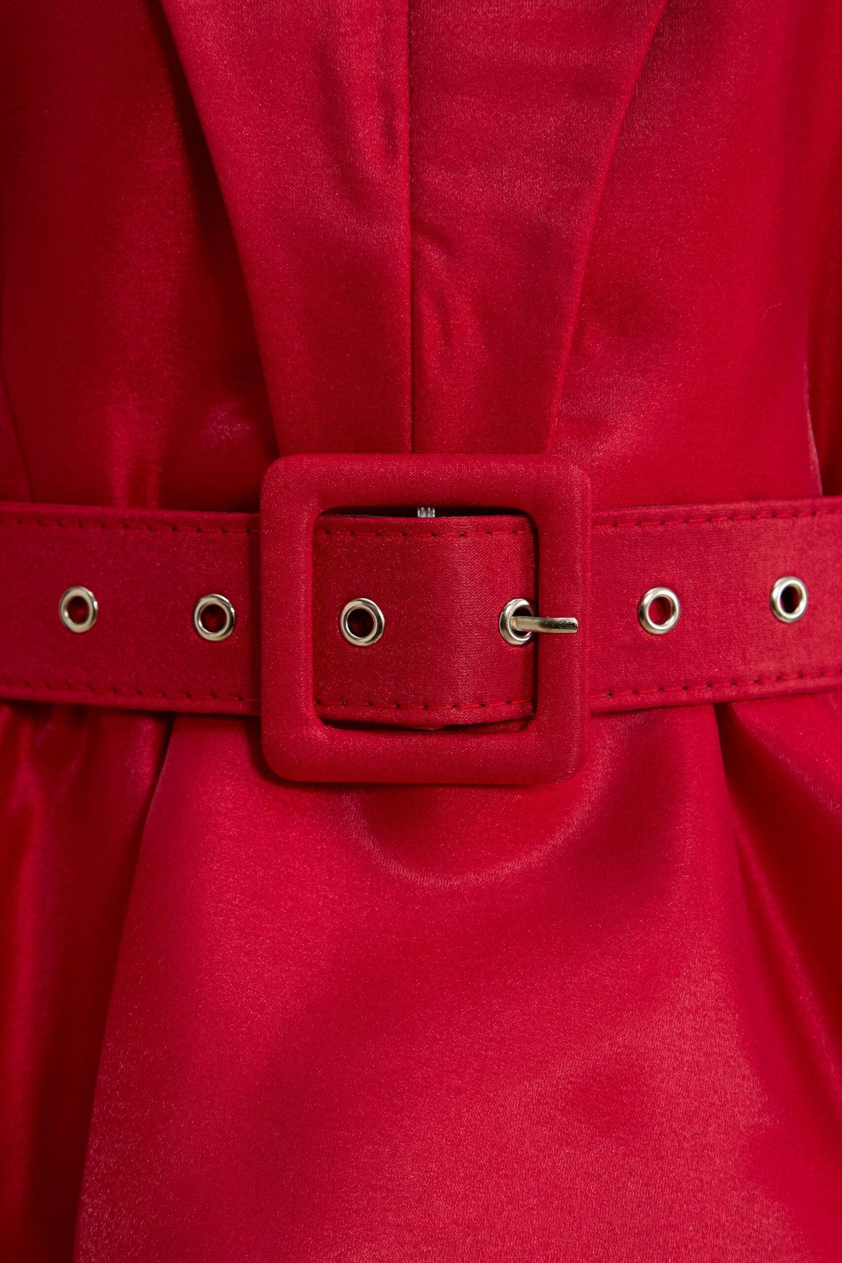 JESSICA RED V-NECK RUFFLE MINI DRESS