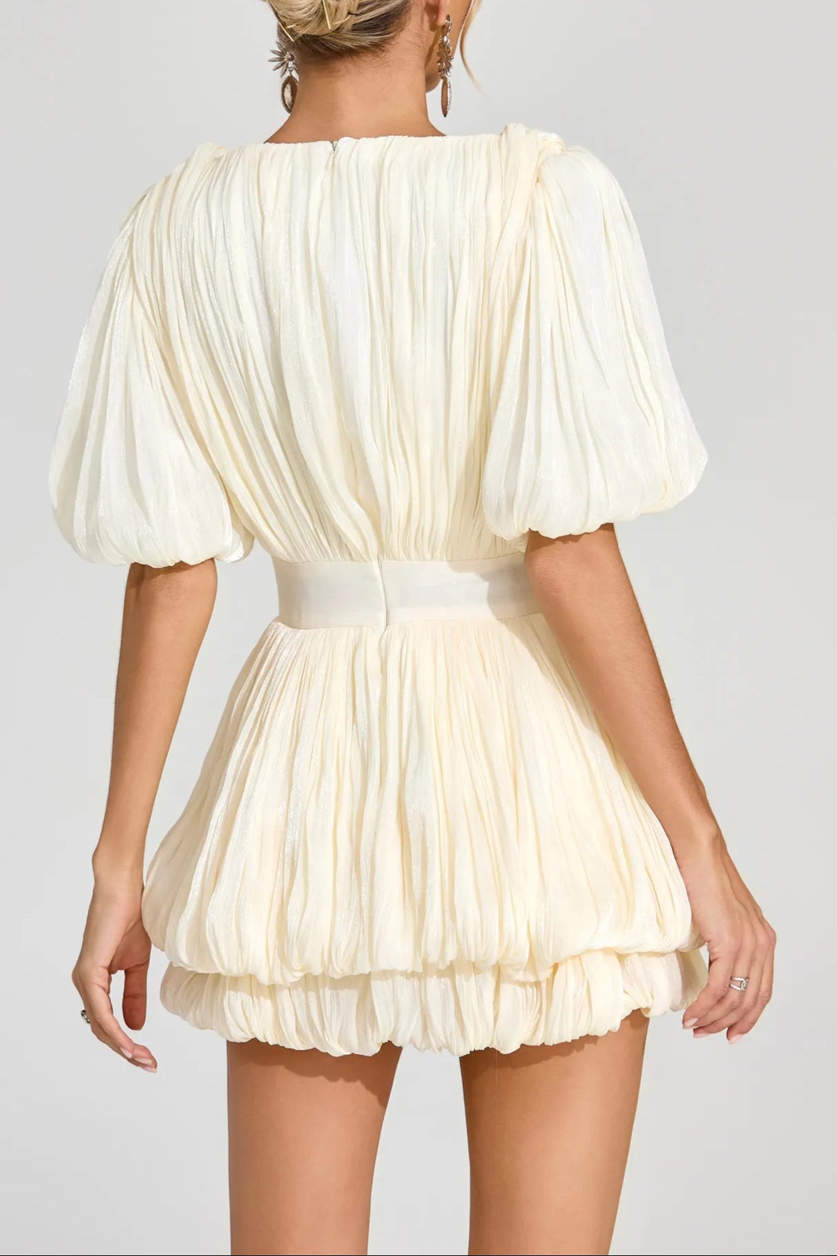 EARTHA APRICOT 3D FLOWER ORGANZA MINI DRESS