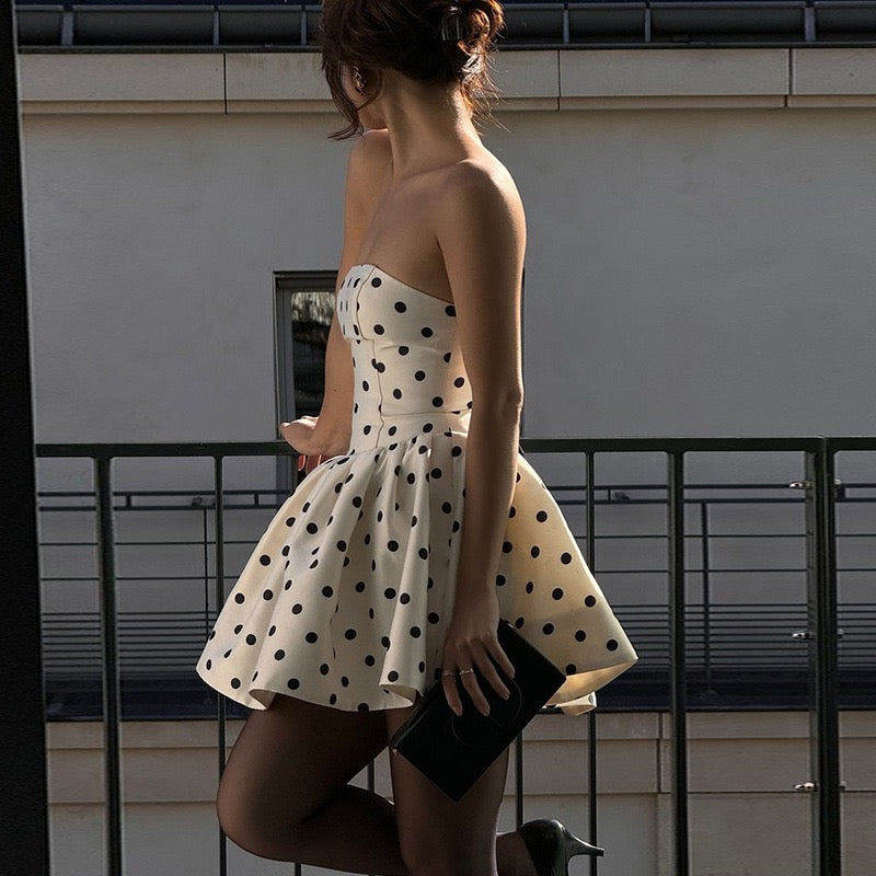 LUMI DOT STRAPLESS MINI DRESS FOR PARTY