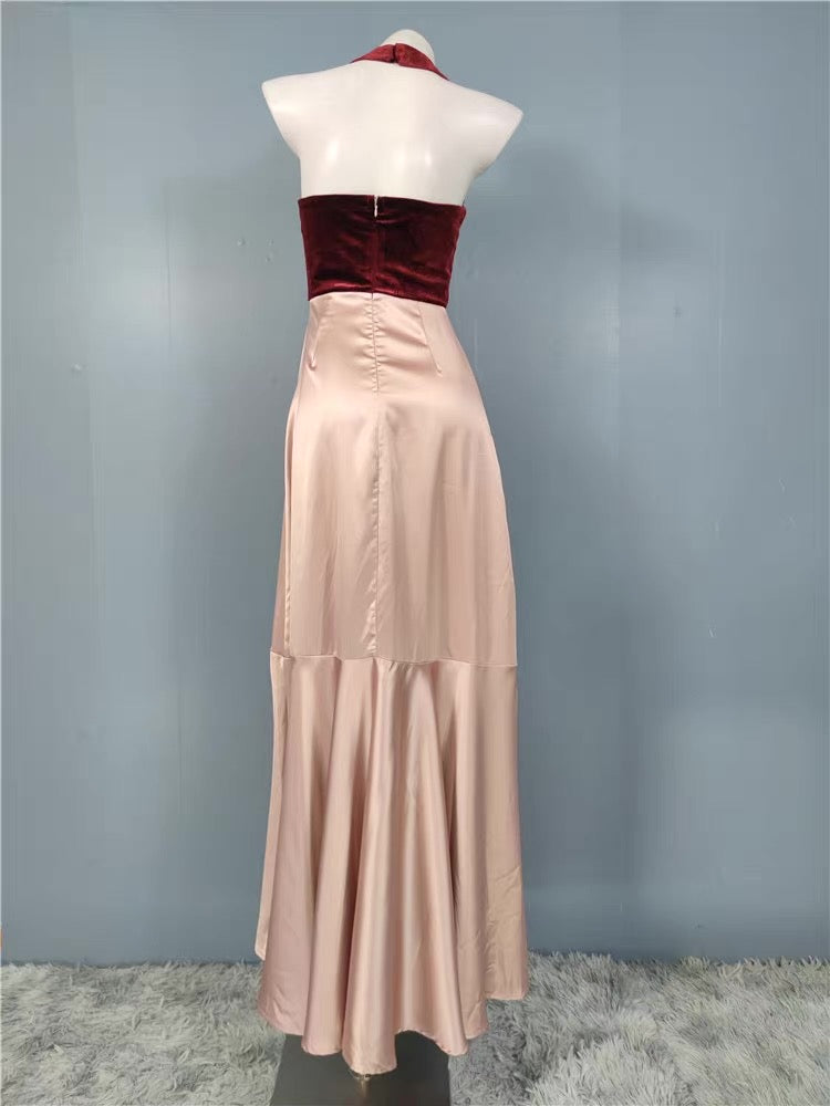 MESMERIZING MAUVE PINK HALTER MAXI DRESS, MIXED MEDIA