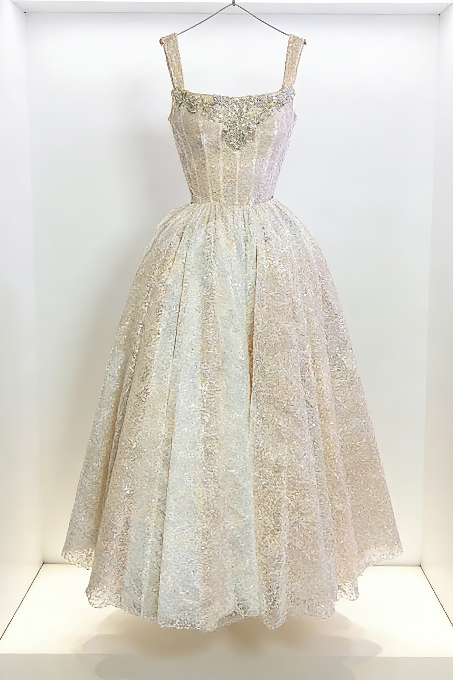 A-LINE CHAMPAGNE GLITTER SLEEVELESS WEDDING DRESS