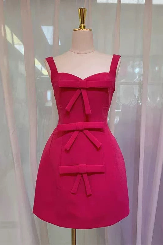 PINK BOWKNOT STRAPPY MINI DRESS FOR PARTY