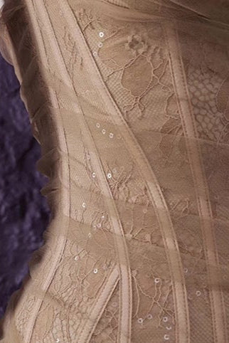 BROWN LACE CORSET BODYCON DRESS