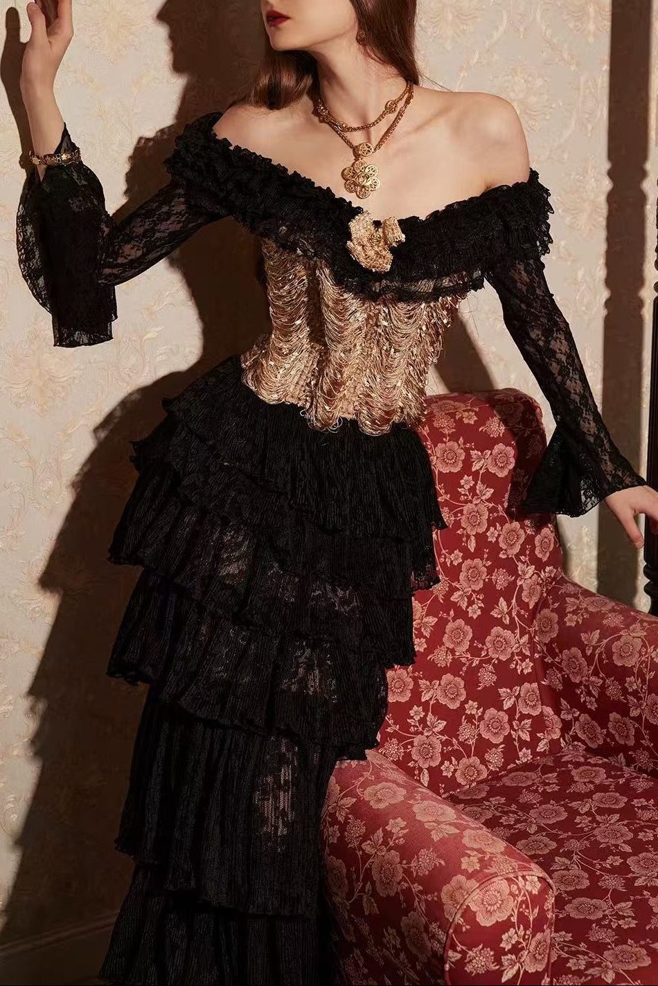 VINTAGE FISHBONE CORSET GOWN FOR ANNUAL MEETING