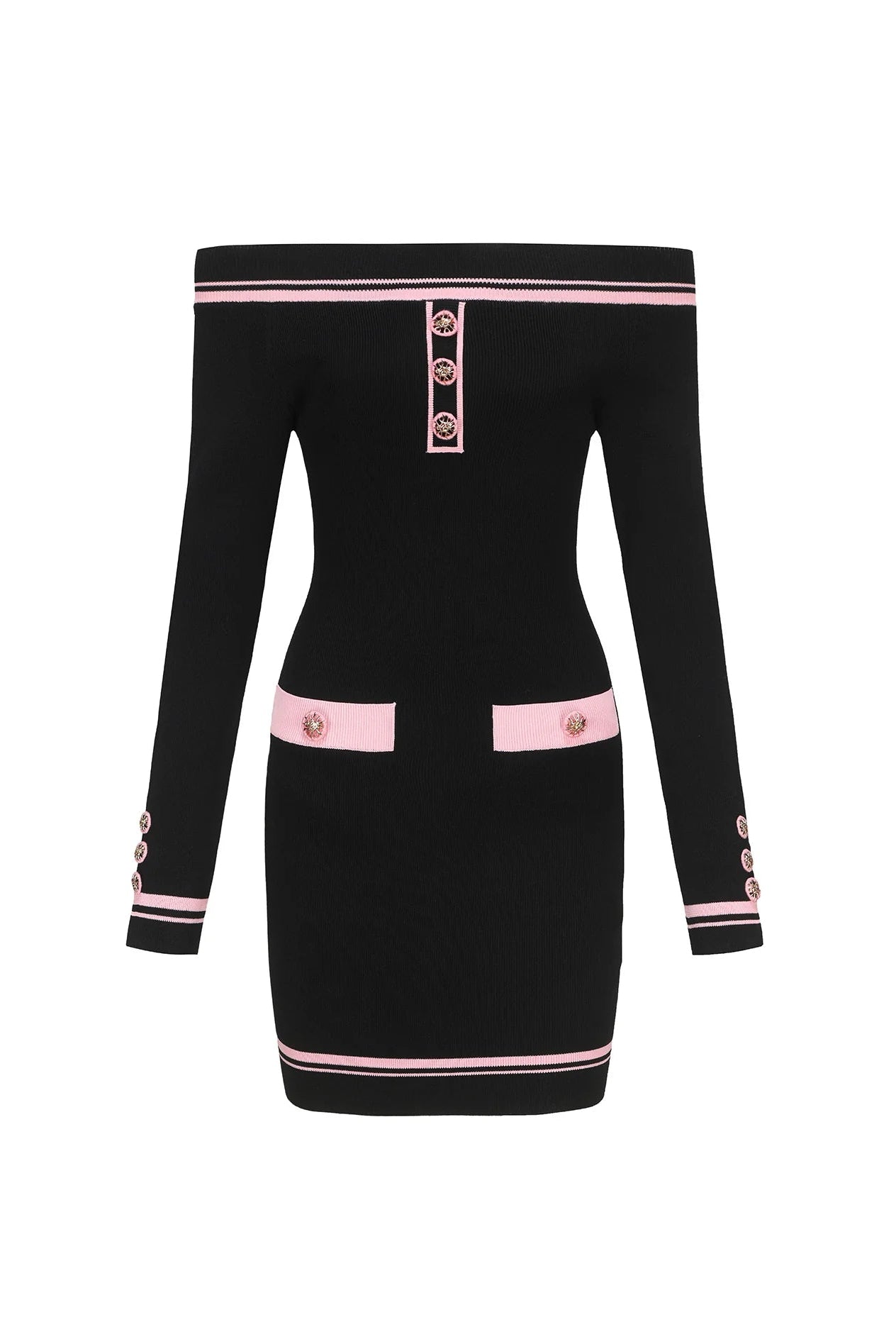 VANESSA OFF-SHOULDER BLACK MINI DRESS
