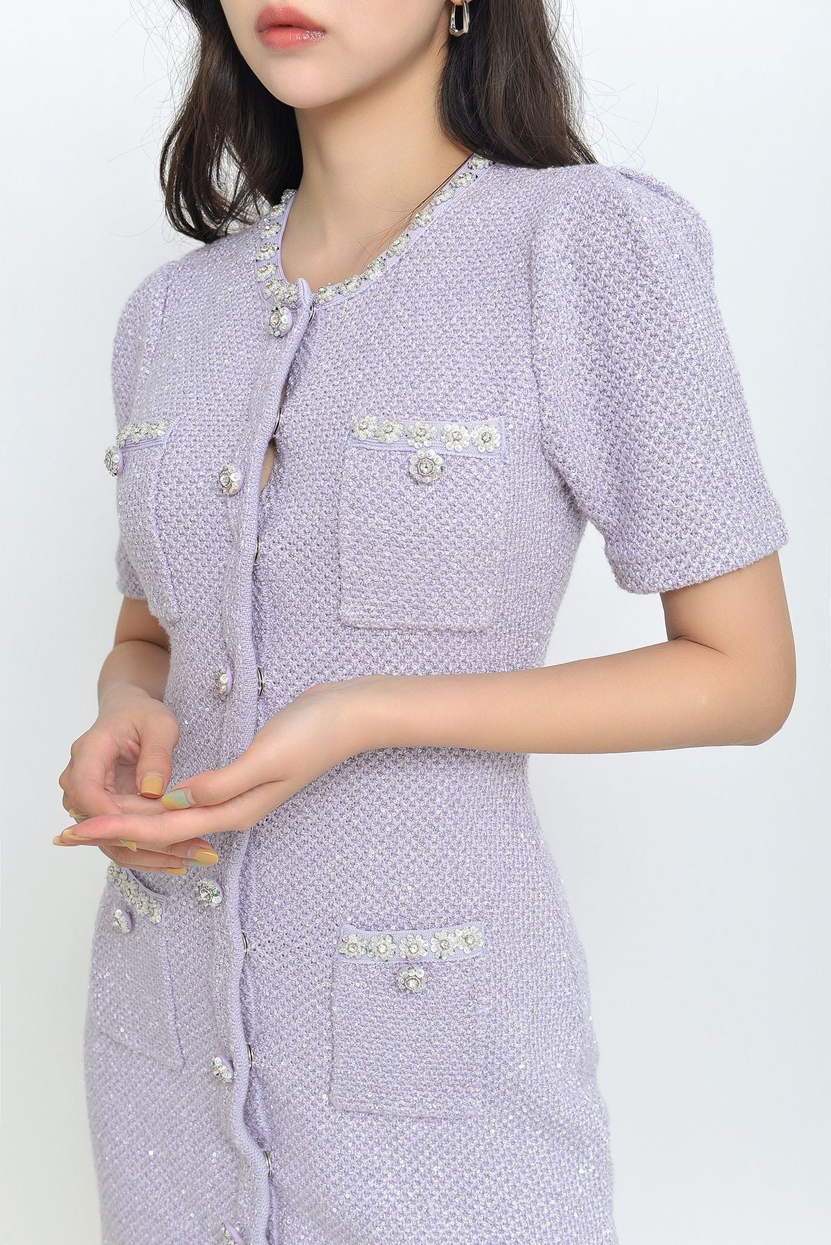 SEQUIN KNIT MINI DRESS FOR PARTY NIGHT