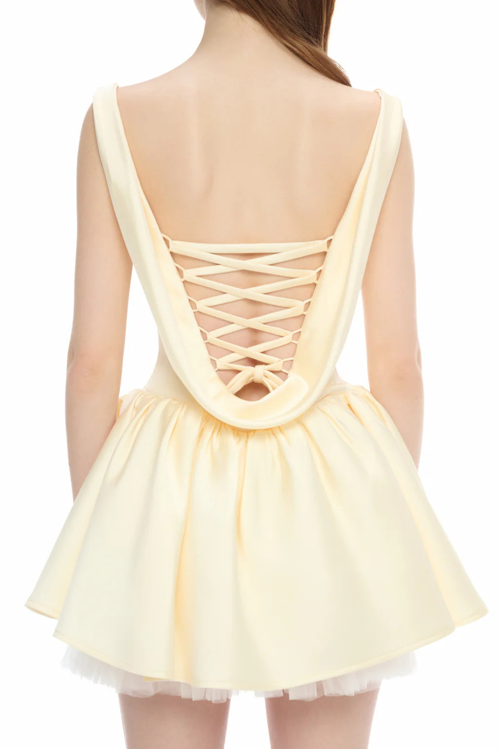 BERNICE BACKLESS PUFFY MINI DRESS CHAMPAGNE PARTY