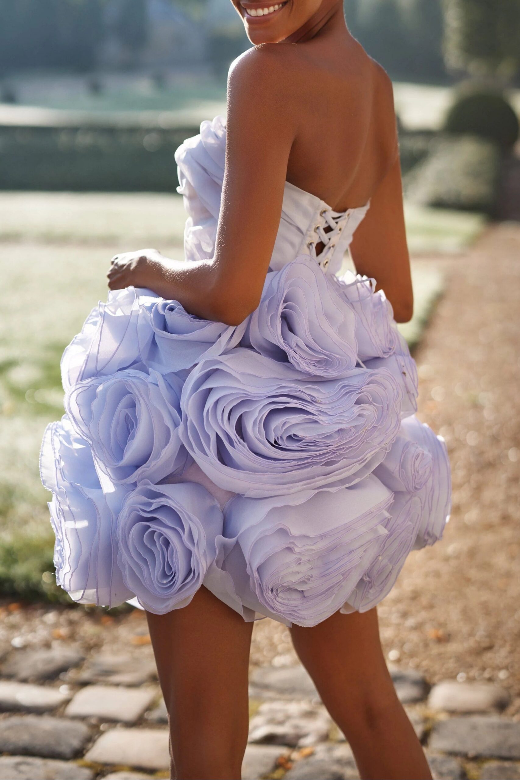 GEORGIA APPLIQUÉD ORGANZA LAVENDER MINI DRESS