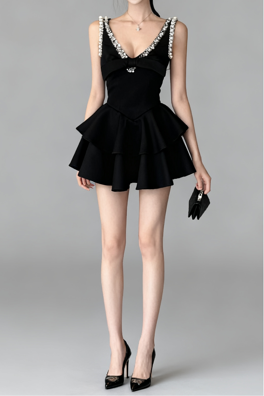 V-NECK SEQUIN MINI DRESS FOR PARTY