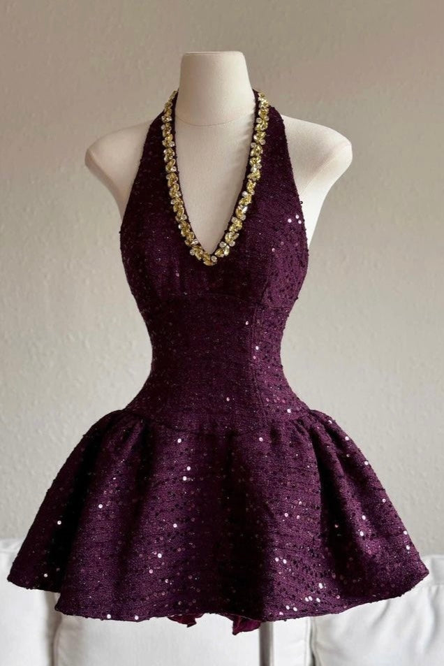 BELLEROSE PURPLE MINI DRESS FOR EVENTS