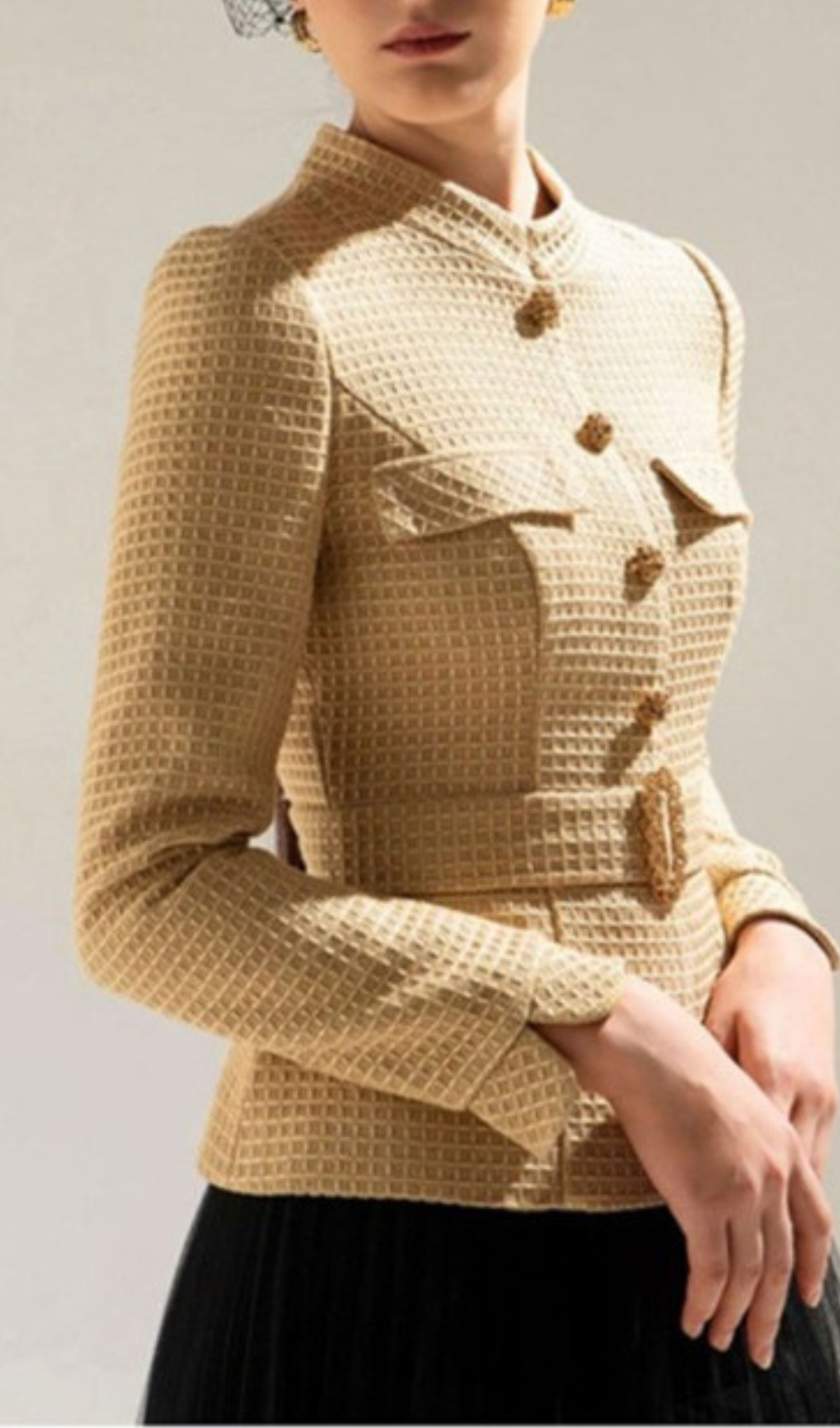 TWEED SUIT SET WITH MESH SKIRT & COAT