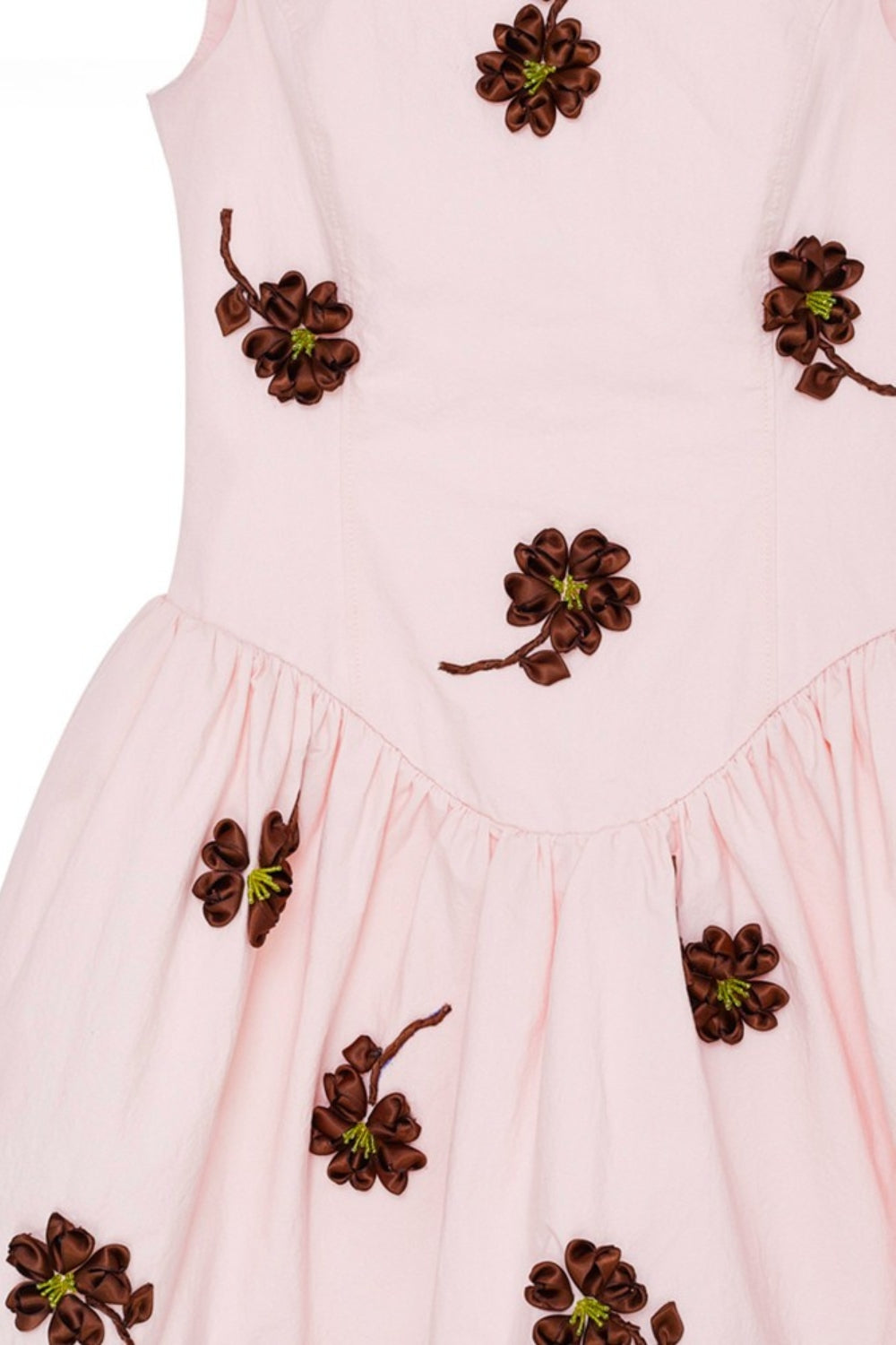 VIVIEN PUFFY MINI DRESS - PINK FLOWER EMBELLISHED PARTY