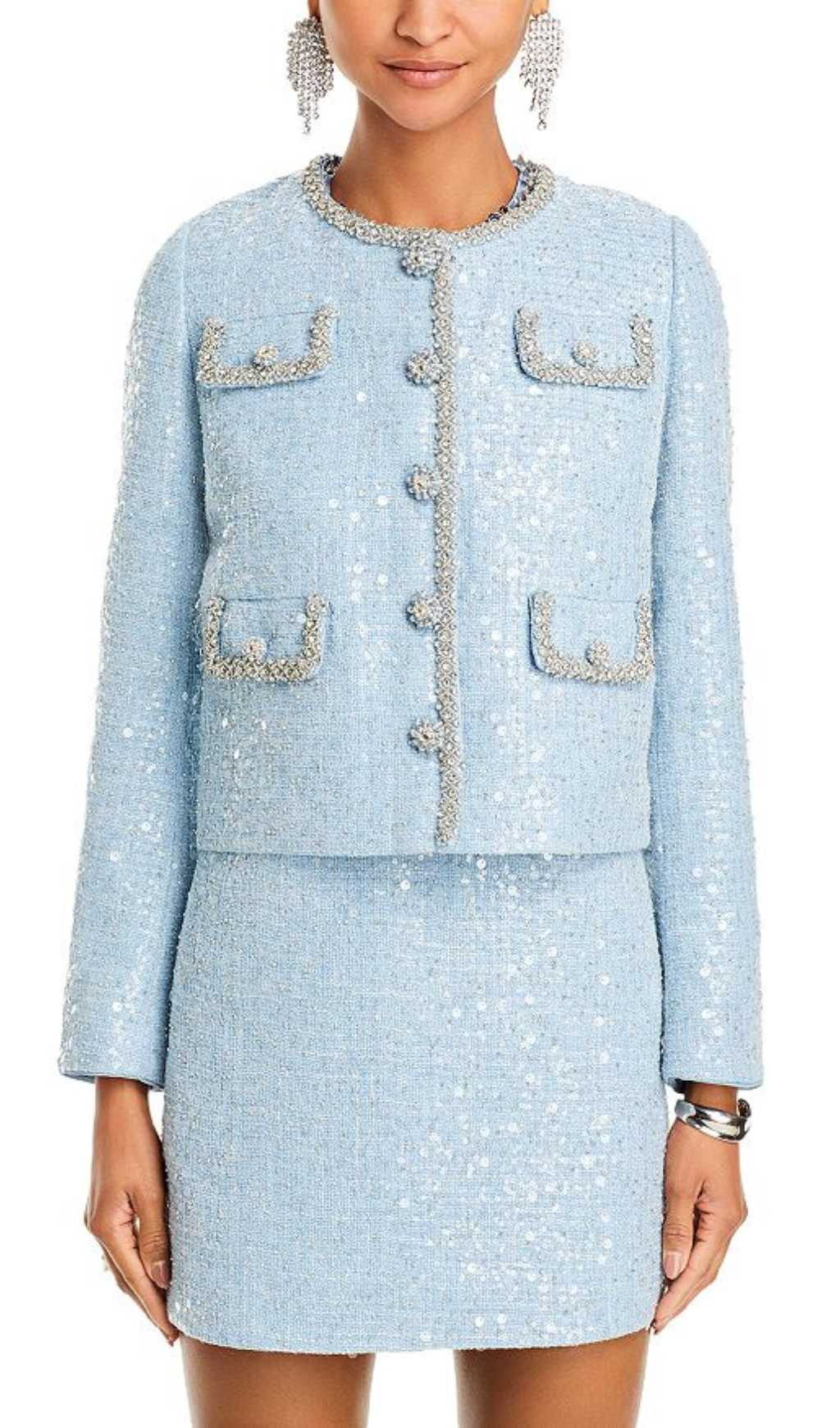 EMBELLISHED BOUCLÉ JACKET, BLAZER STYLE FOR EVENTS
