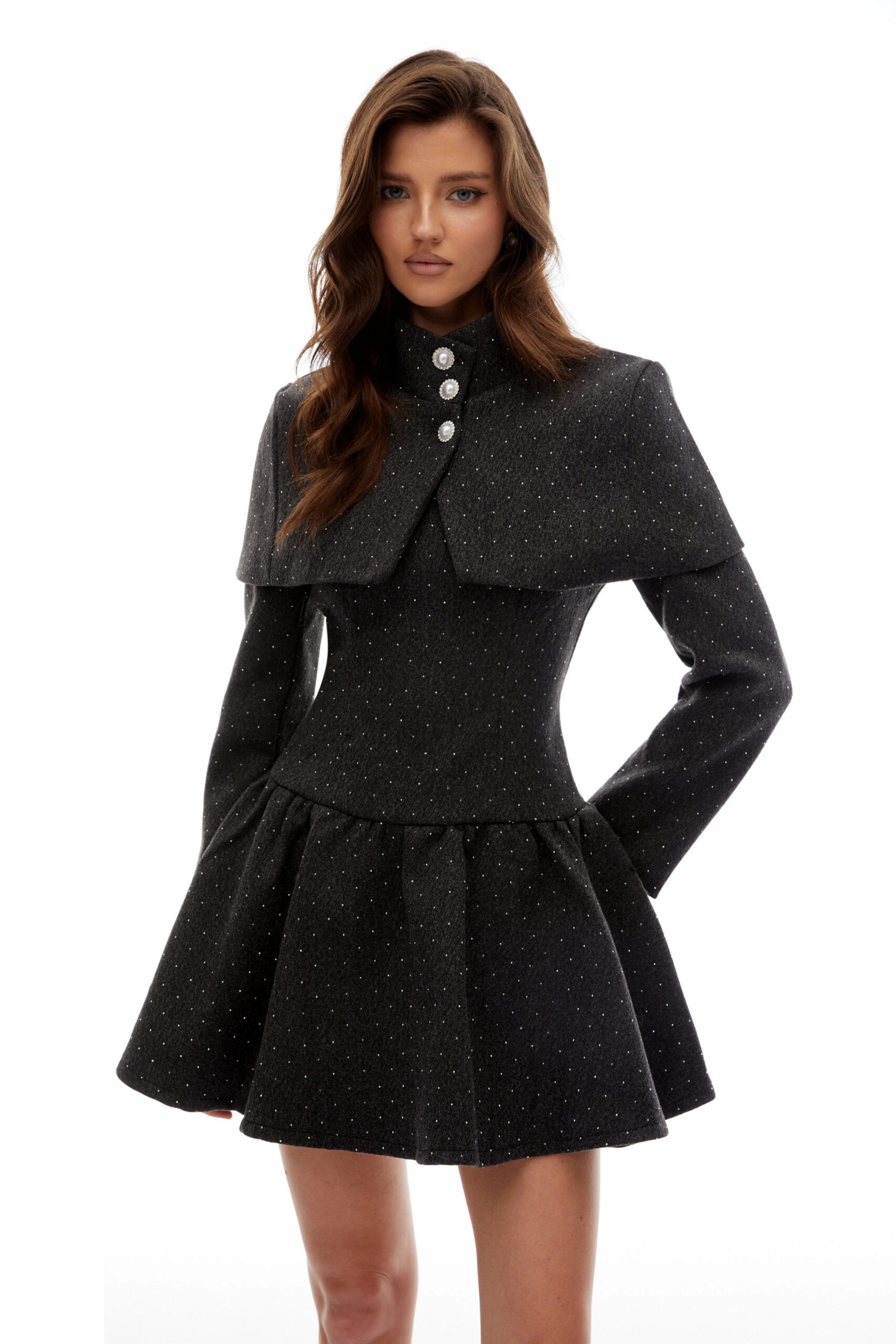 HAWTHY POLKA DOT CAPE DRESS SET FOR PARTY