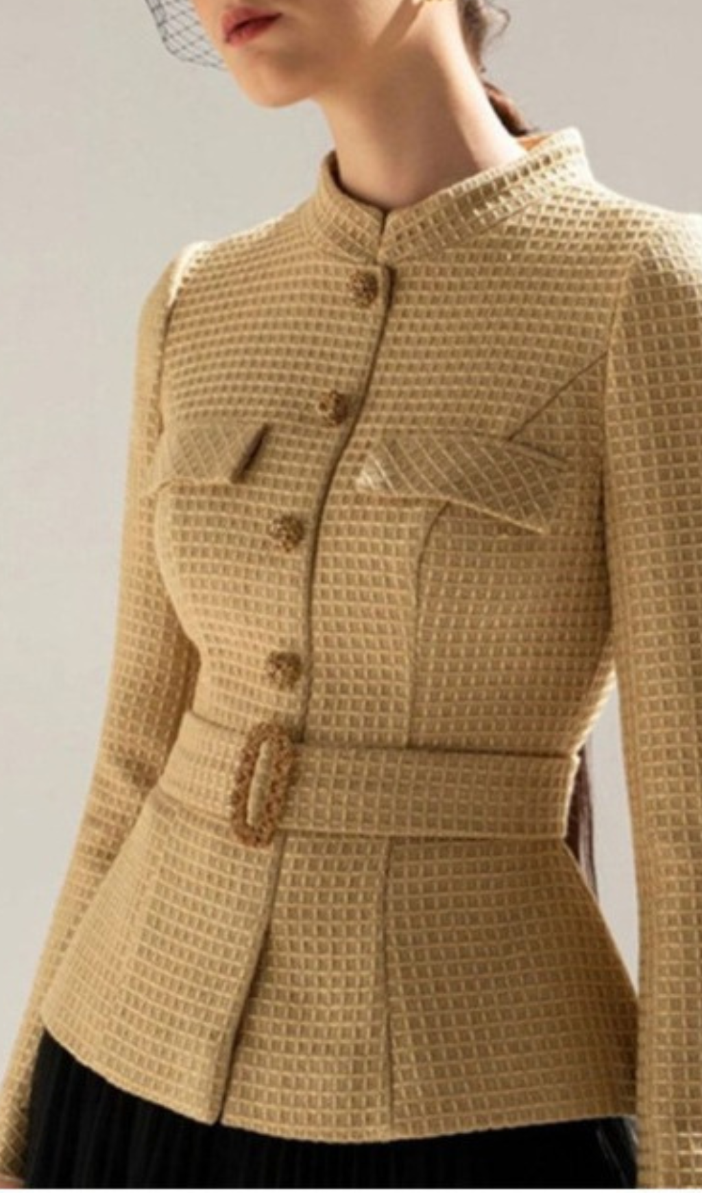 TWEED SUIT SET WITH MESH SKIRT & COAT